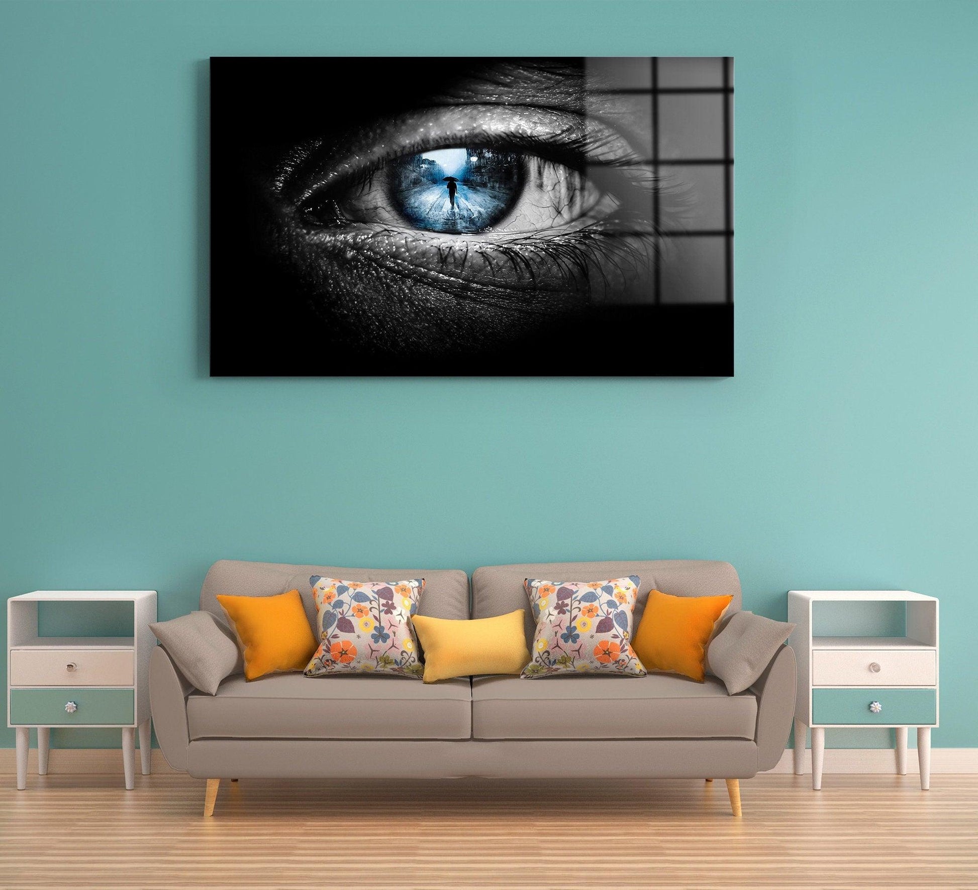 Looking Eye Glass Wall Art, Colorful Eye Wall Decoration, Abstract Eye Glass Printing, blue Eye Glass Printing, Eye Tempered Glass, - TrendiArt