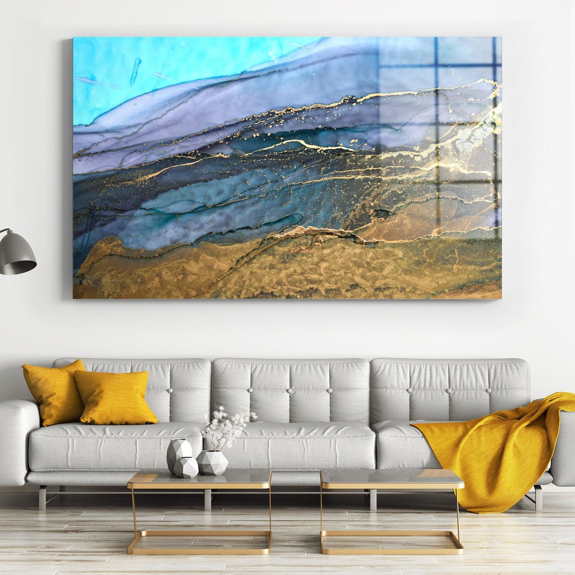 Luxury Blue Gold Abstract canvas wall art | Blue Gold Wall Art, Modern Wall Art, Luxury Print, Marble art, Office Wall Art, Marble Canvas
