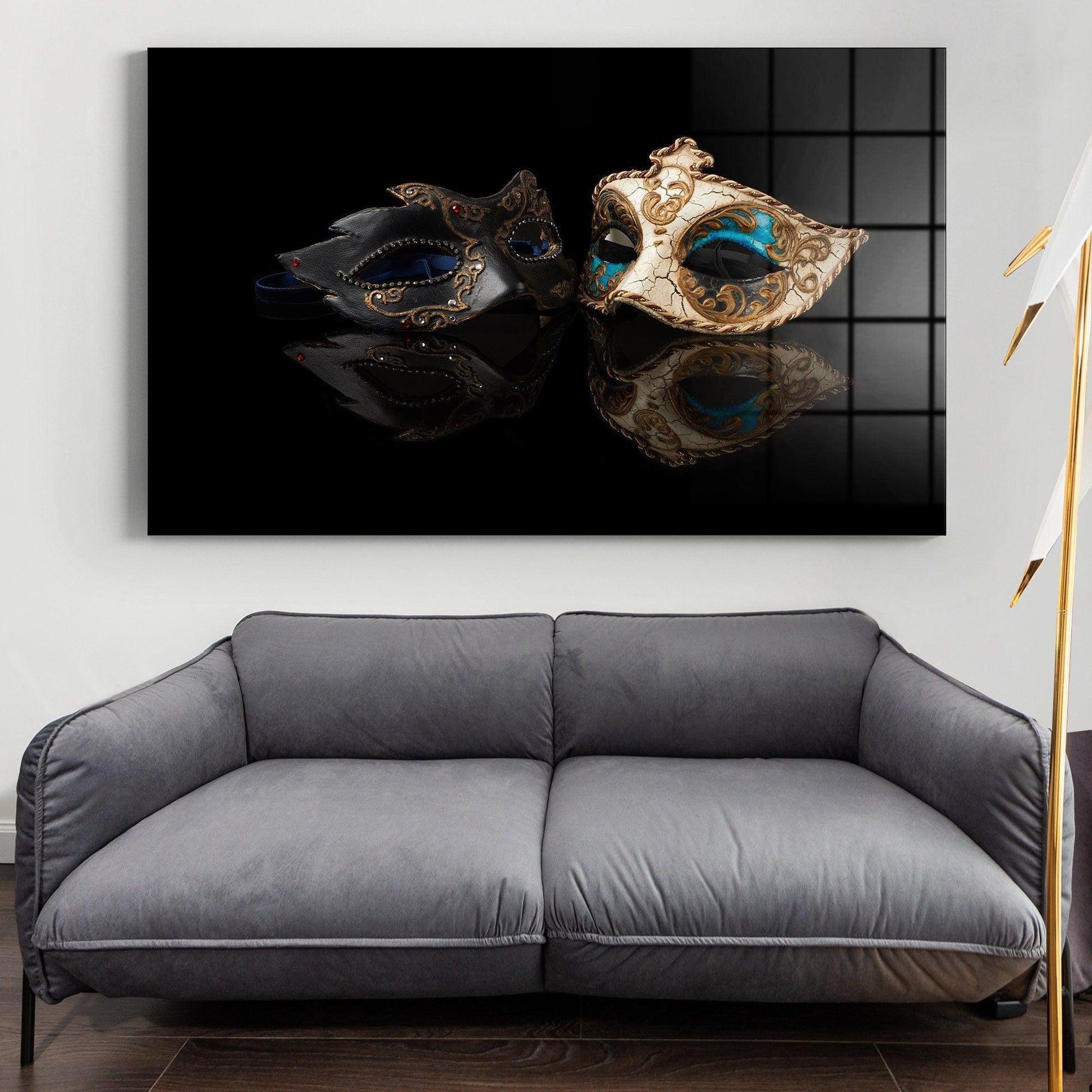 Mask canvas wall art | Tempered Glass Printing Wall Art, Venetian Carnival masks, Housewarming Gift, frames for wall art-Home Office Decor