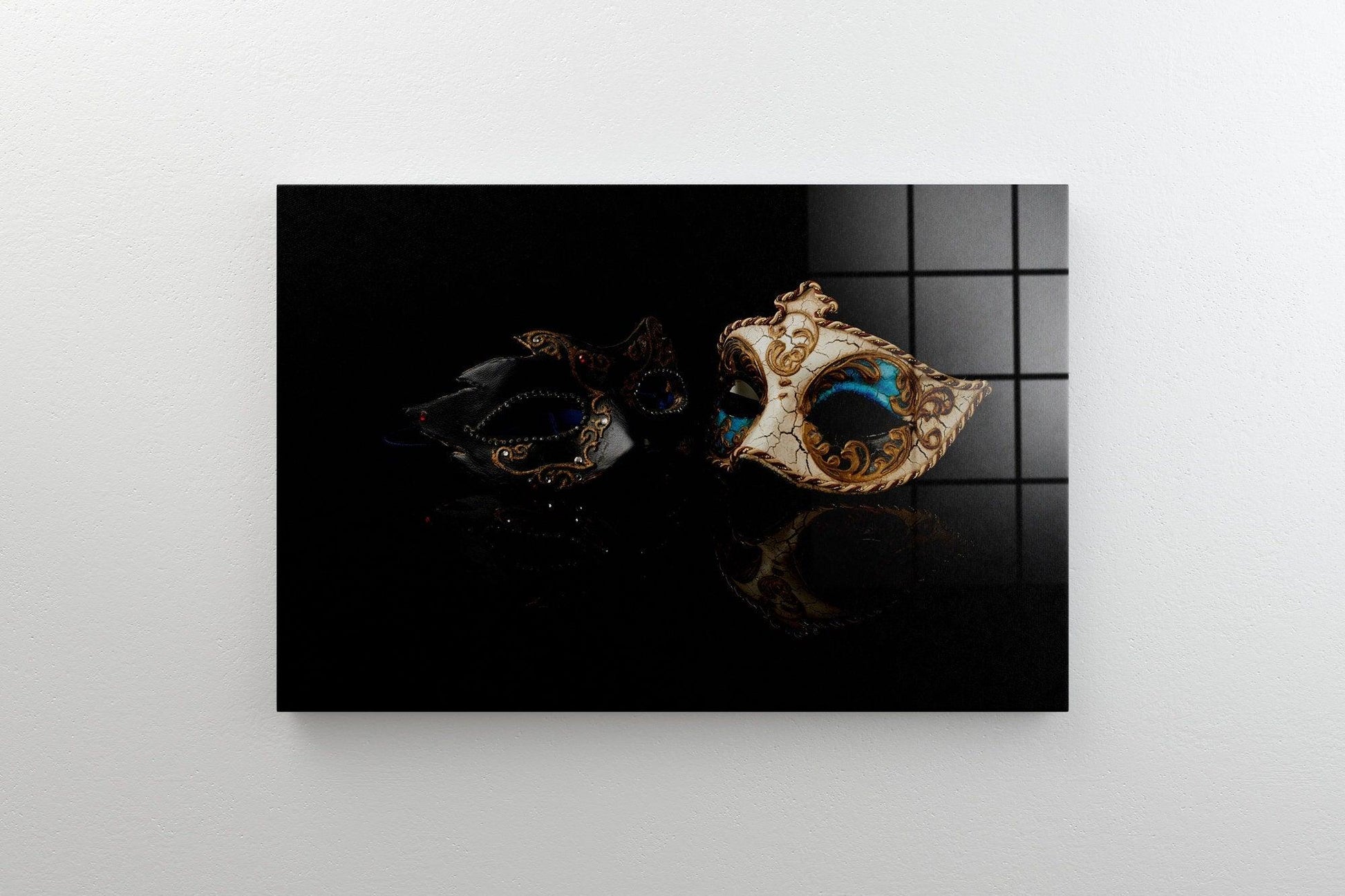 Mask canvas wall art | Tempered Glass Printing Wall Art, Venetian Carnival masks, Housewarming Gift, frames for wall art-Home Office Decor
