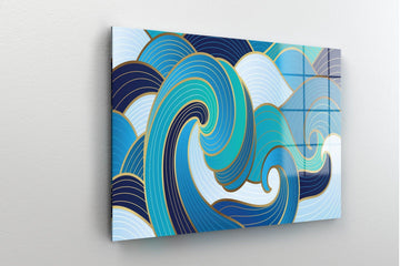 Modern Surf glass wall art| Abstract wave canvas wall decor, abstract Wave glass decor, Abstract Contemporary wall decor, Modern Decor - TrendiArt