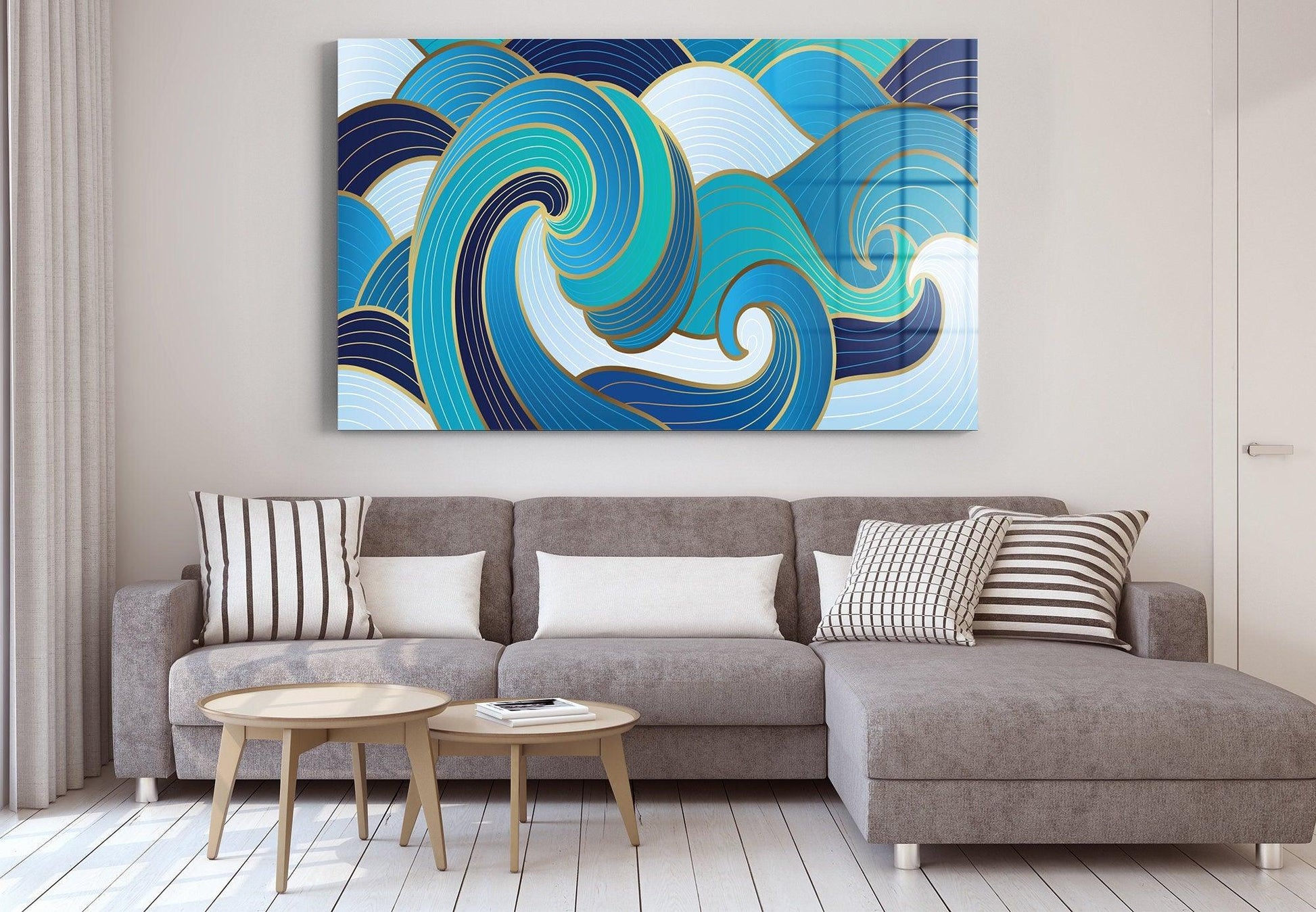 Modern Surf glass wall art| Abstract wave canvas wall decor, abstract Wave glass decor, Abstract Contemporary wall decor, Modern Decor - TrendiArt