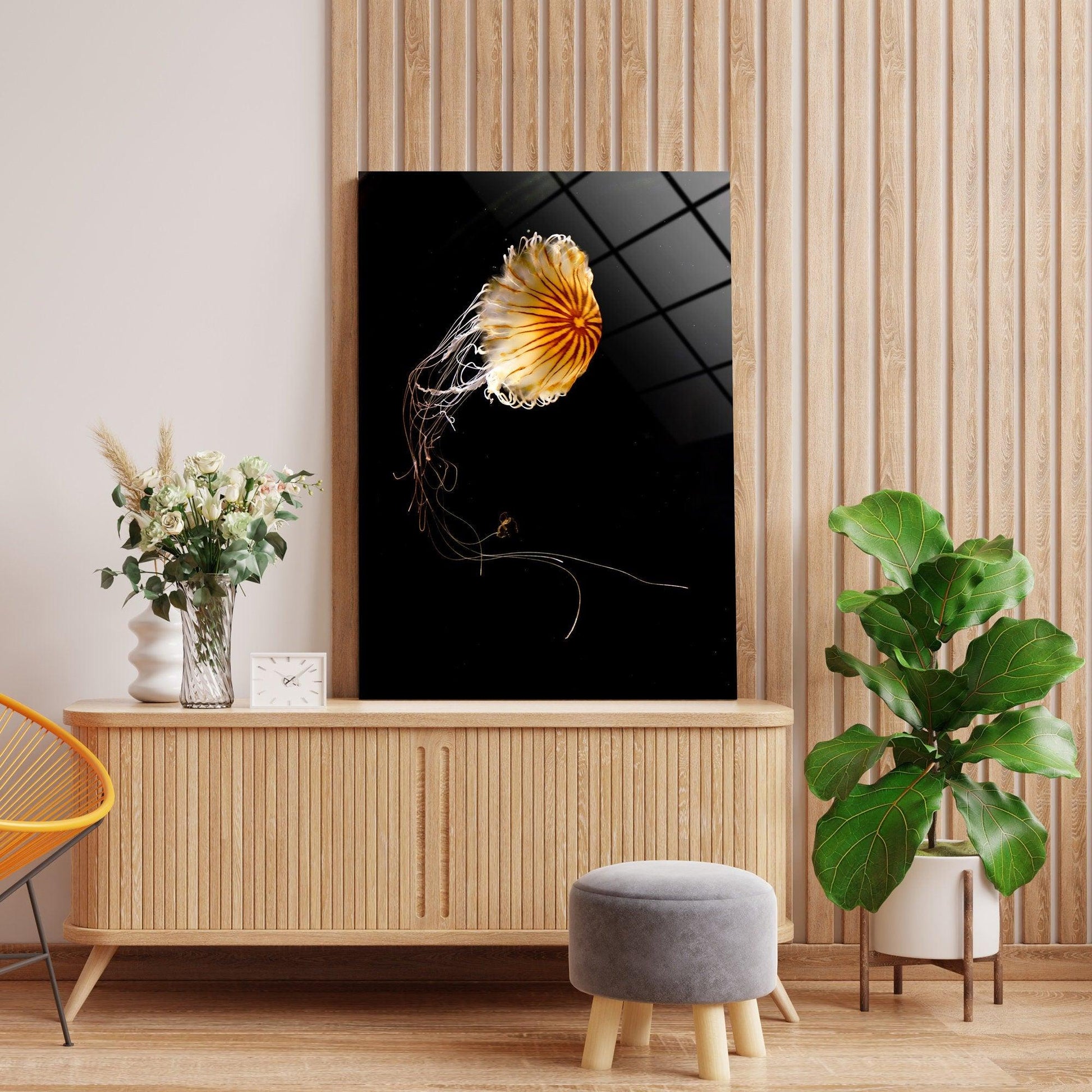 Moon Jellyfish glass Printing wall art | Jellyfish Fine Art Print, Jellyfish Photo, Jellyfish Artwork, gift idea, -Moon Jellyfish