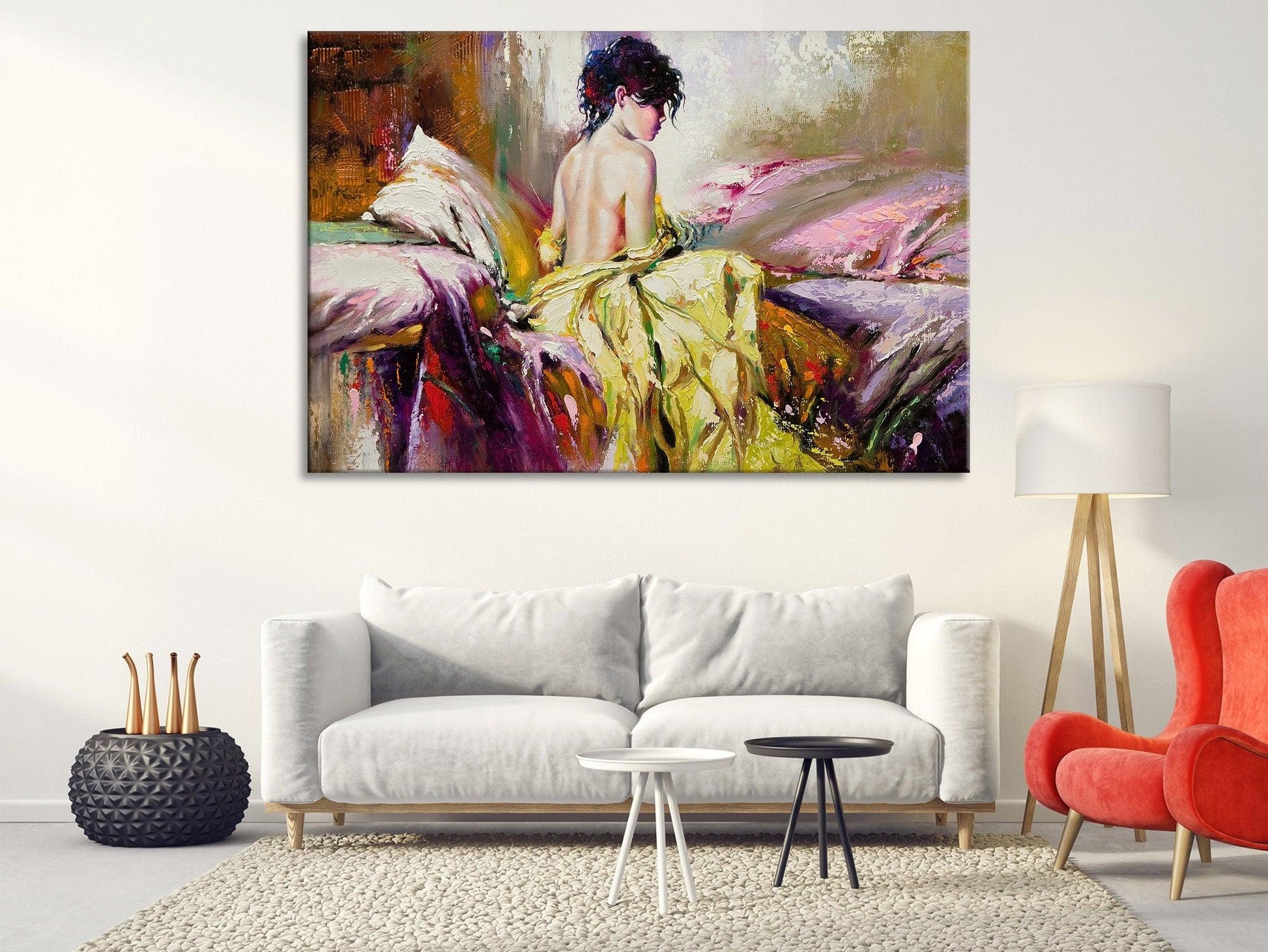 Naked Girl glass wall Art| Naked Girl in Bed, Canvas Wall Art, Sexy Wall Art, Canvas Print, Erotic Wall Art, Nude Art, Erotic poster - TrendiArt