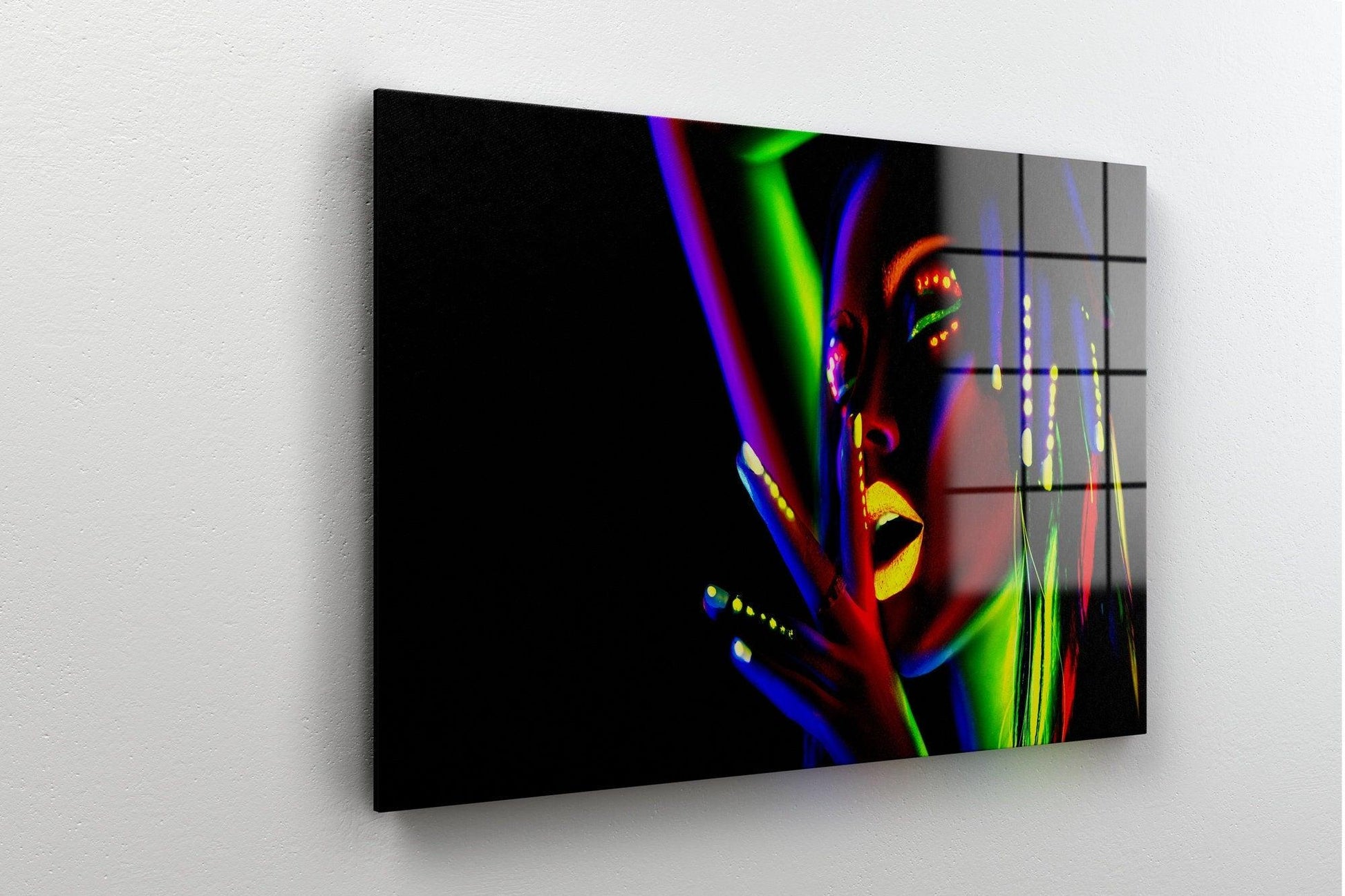 neon Woman glass wall Art| Girl Home Decoration, Modern Art, Conеmporary woman portrait Art, black woman print, black girl - TrendiArt