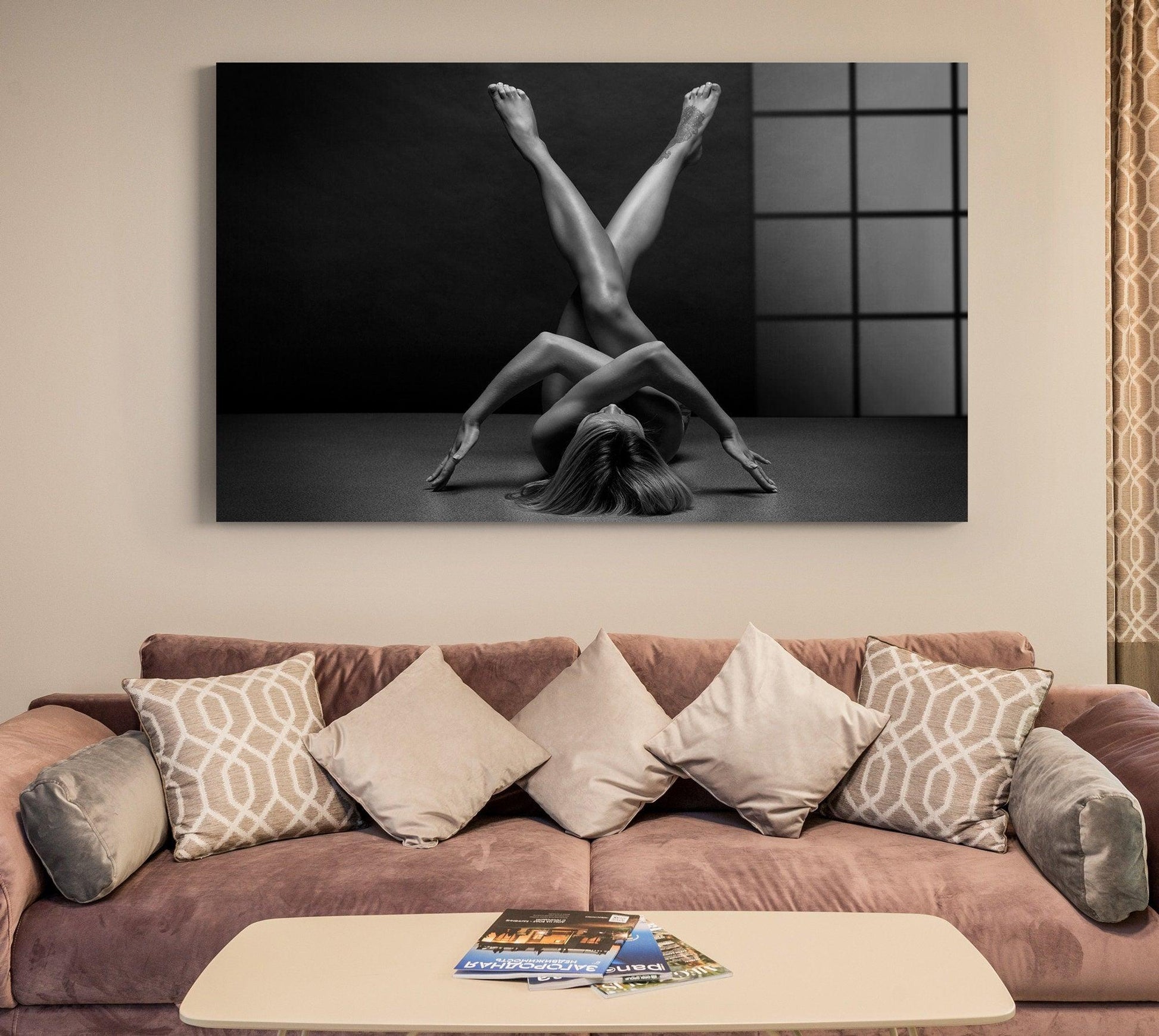 Nude Photography Tempered Glass Wall Art | Christmas Gift, glass wall art modern, gift for her, nuded girl uncensored, female nudes photos