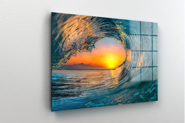 Ocean Wave glass Wall art| Big Crashing Wave Scenic glass wall art, Impressive Photo Poster, Ocean Abstract Wall art, ocean wall art canvas