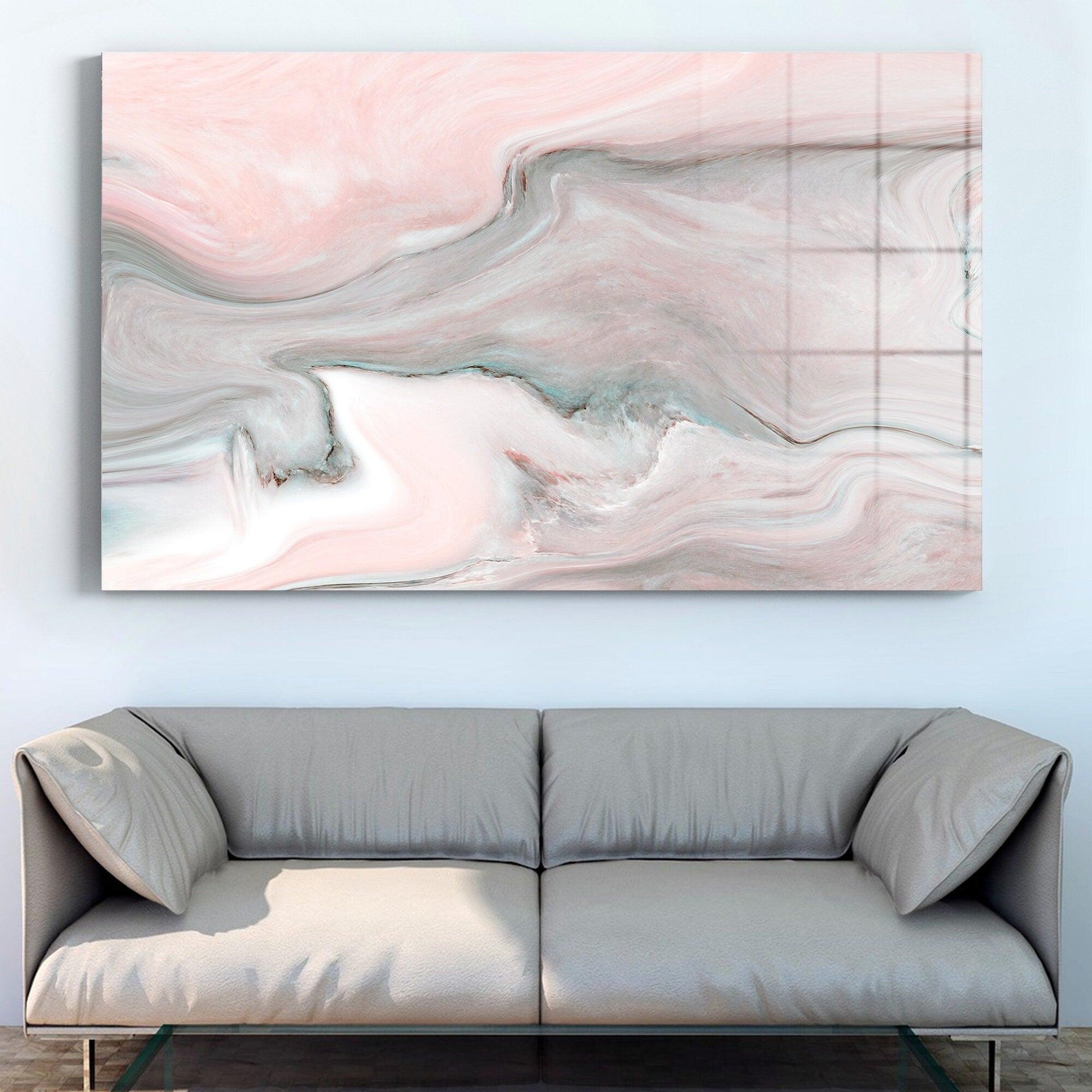 Pink marble Large canvas art abstract fashion wall art-tempered glass