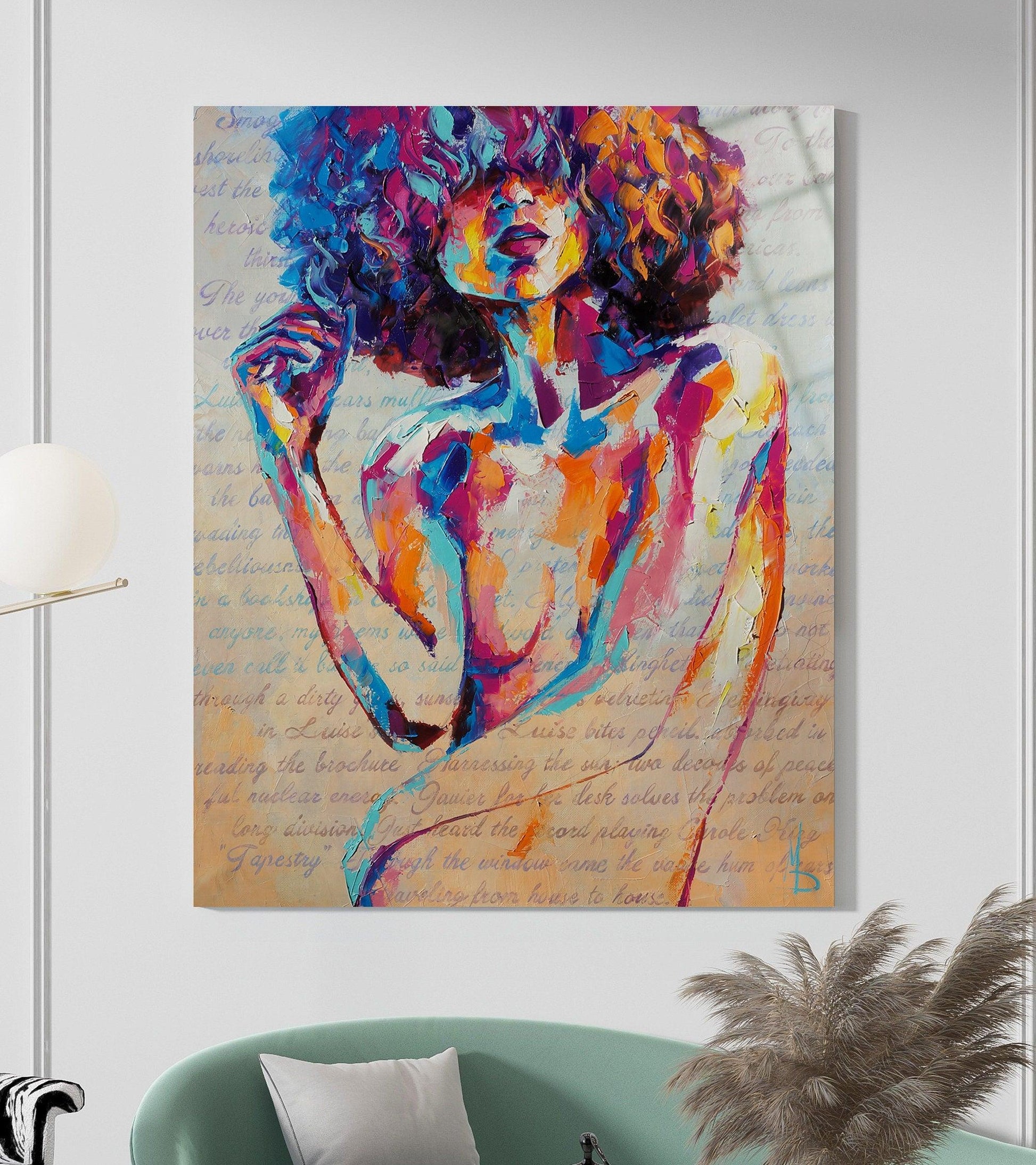 Poster Satin | Louise Oil Painting Print | Abstract | Beautiful Woman | Wall Art | Home Decor | Home Living, abstract woman glass wall art