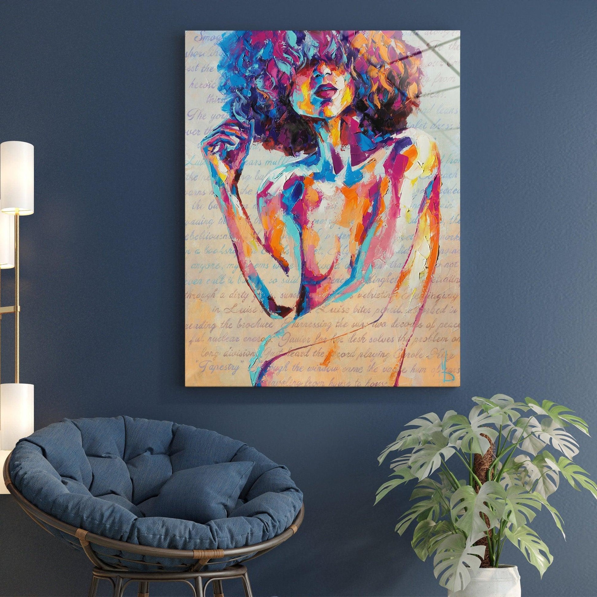 Poster Satin | Louise Oil Painting Print | Abstract | Beautiful Woman | Wall Art | Home Decor | Home Living, abstract woman glass wall art