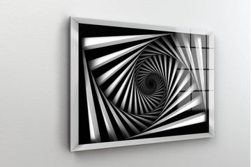 Psychedelic Vector glass wall art| black white wall art, Retro Wavy Lines, black white wall art, abstract background glass wall art