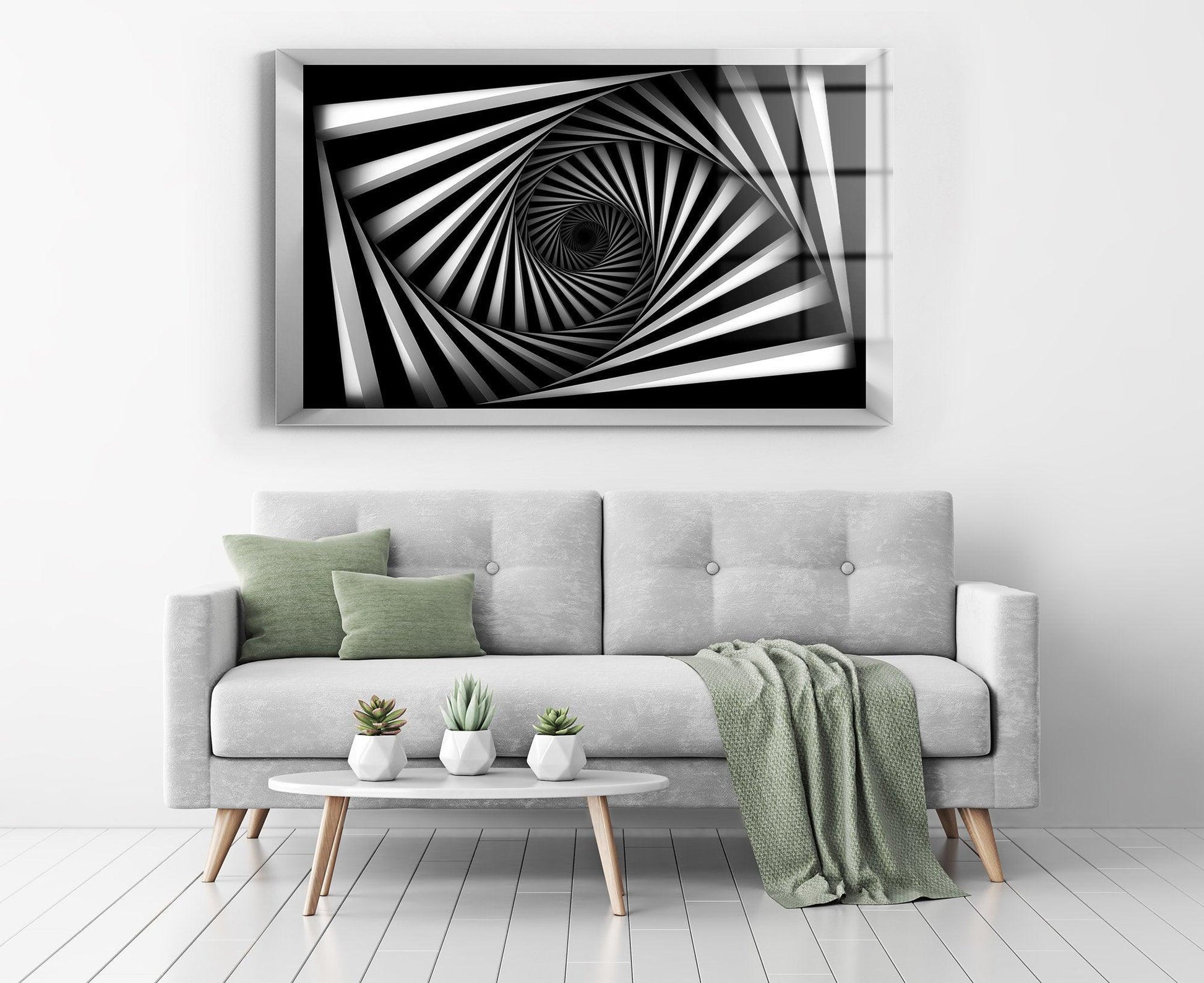 Psychedelic Vector glass wall art| black white wall art, Retro Wavy Lines, black white wall art, abstract background glass wall art - TrendiArt