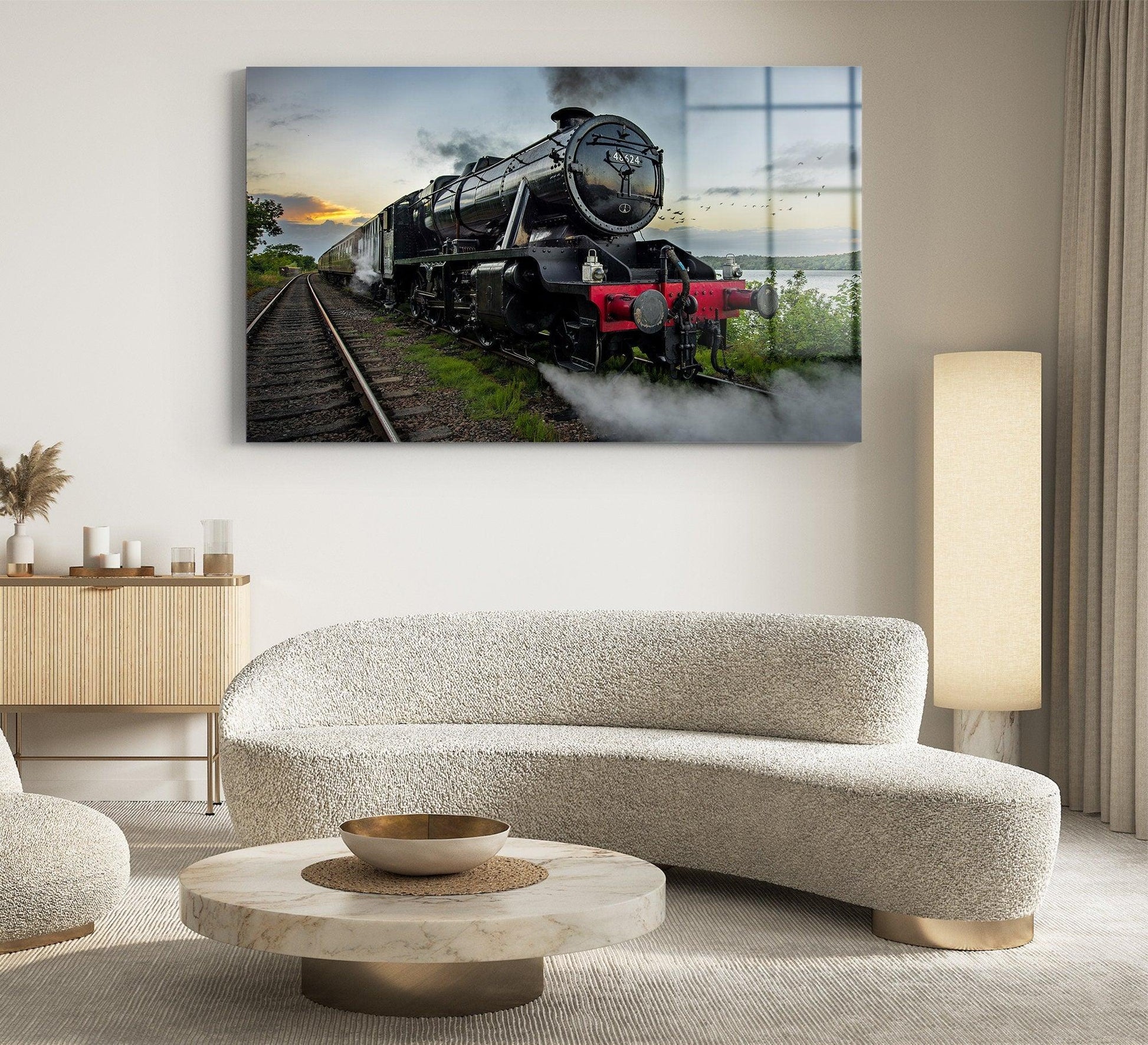 Railroad Wall Decor, Train Road Wall Art, Forest Landscape Wall Art, Train Art Canvas, Train Landscape Printed, View Printed, Train wall aer - TrendiArt