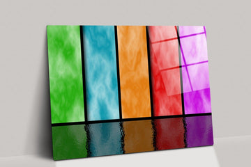 Stained Glass Canvas, Glass wall art, Modern wall decor, Set of stripe