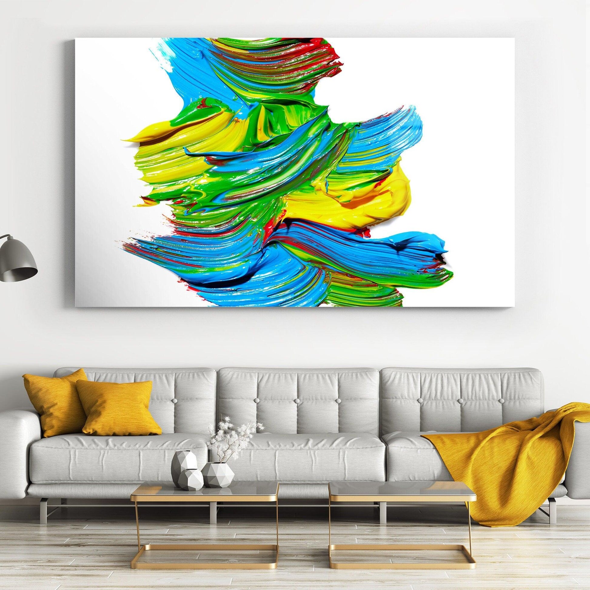 rainbow stained glass painting wall art |Abstract stained-glass canvas wall art, Modern stained glass wall art, Glass Printing Wall Art Gift