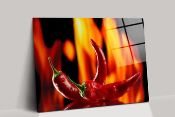 Red Hot Chili Pepper On Fire Kitchen Modern Design Home Decor Canvas Print Wall Art Picture
