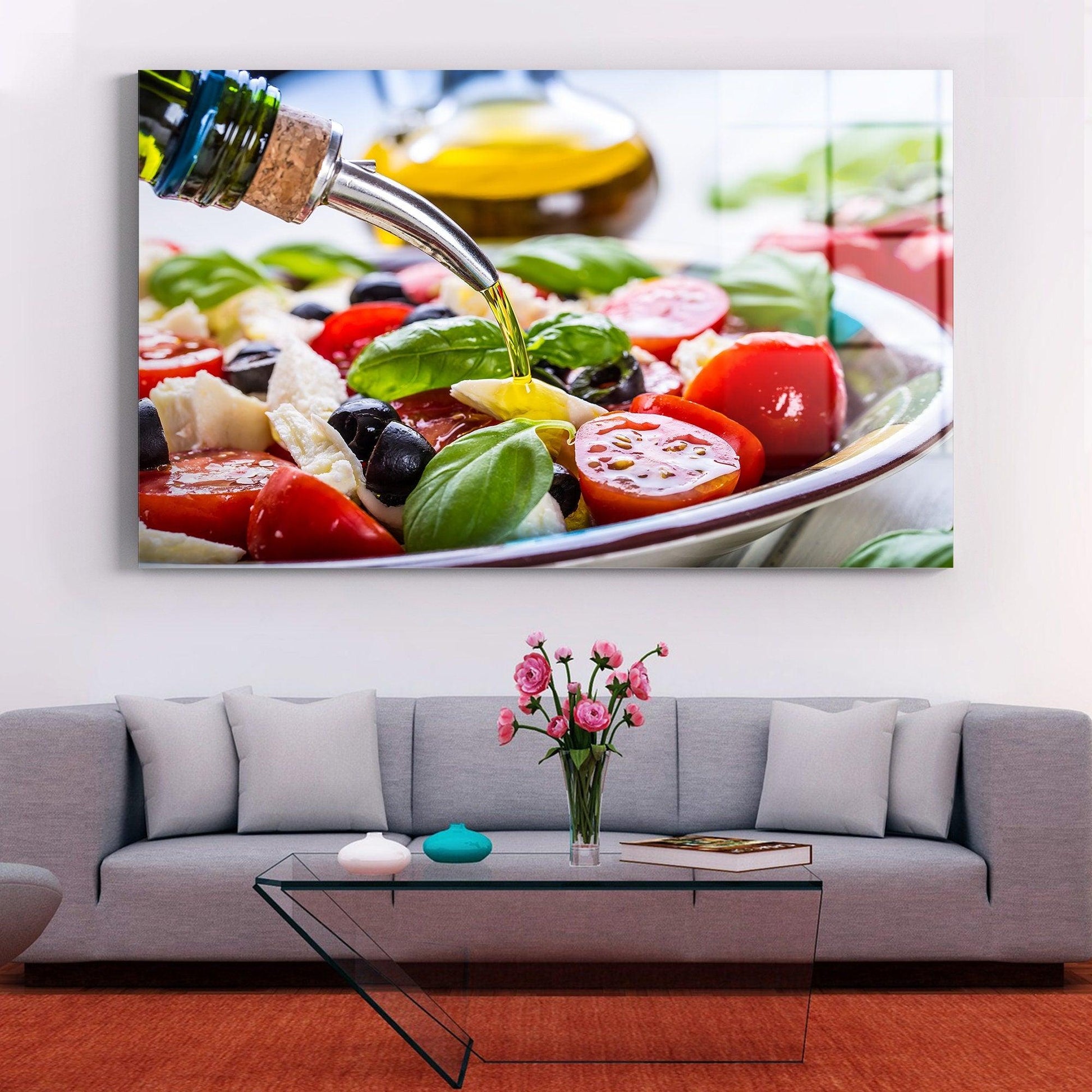 Salad Tempered Glass Large Wall Art Decor| salad art, Wall Hangings, Colorful Paintings and Prints for Living Room, wall decor kitchen