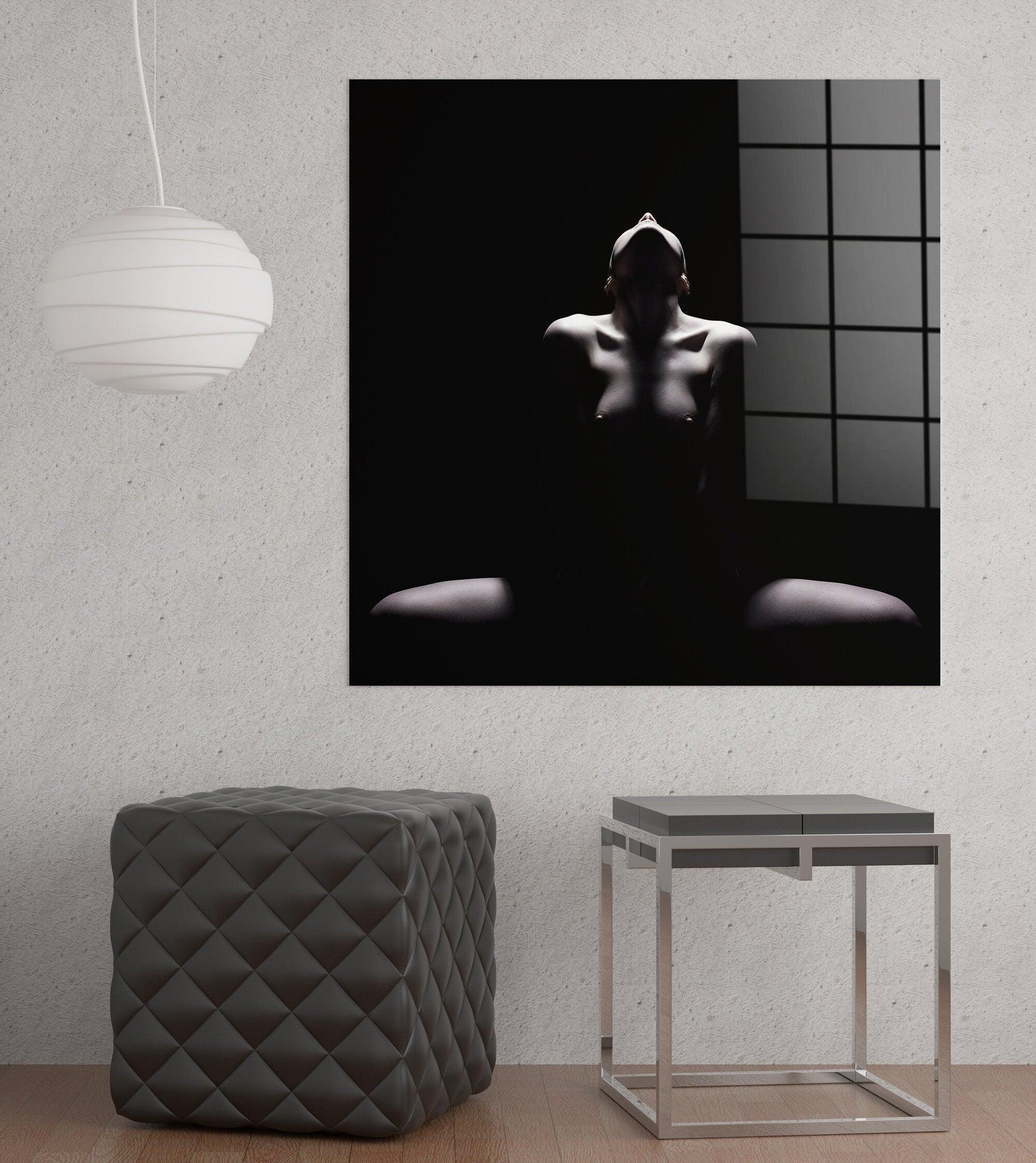 Sexy glass Wall art | Erotic Nude Canvas, Sensual Art Print, Erotic Nudity Wall Art, Sexy Body Decor, Nude Woman, Erotica Female glass art