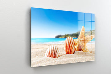 Seashells On Sand Waves Wall Art: Canvas Prints, Art Prints