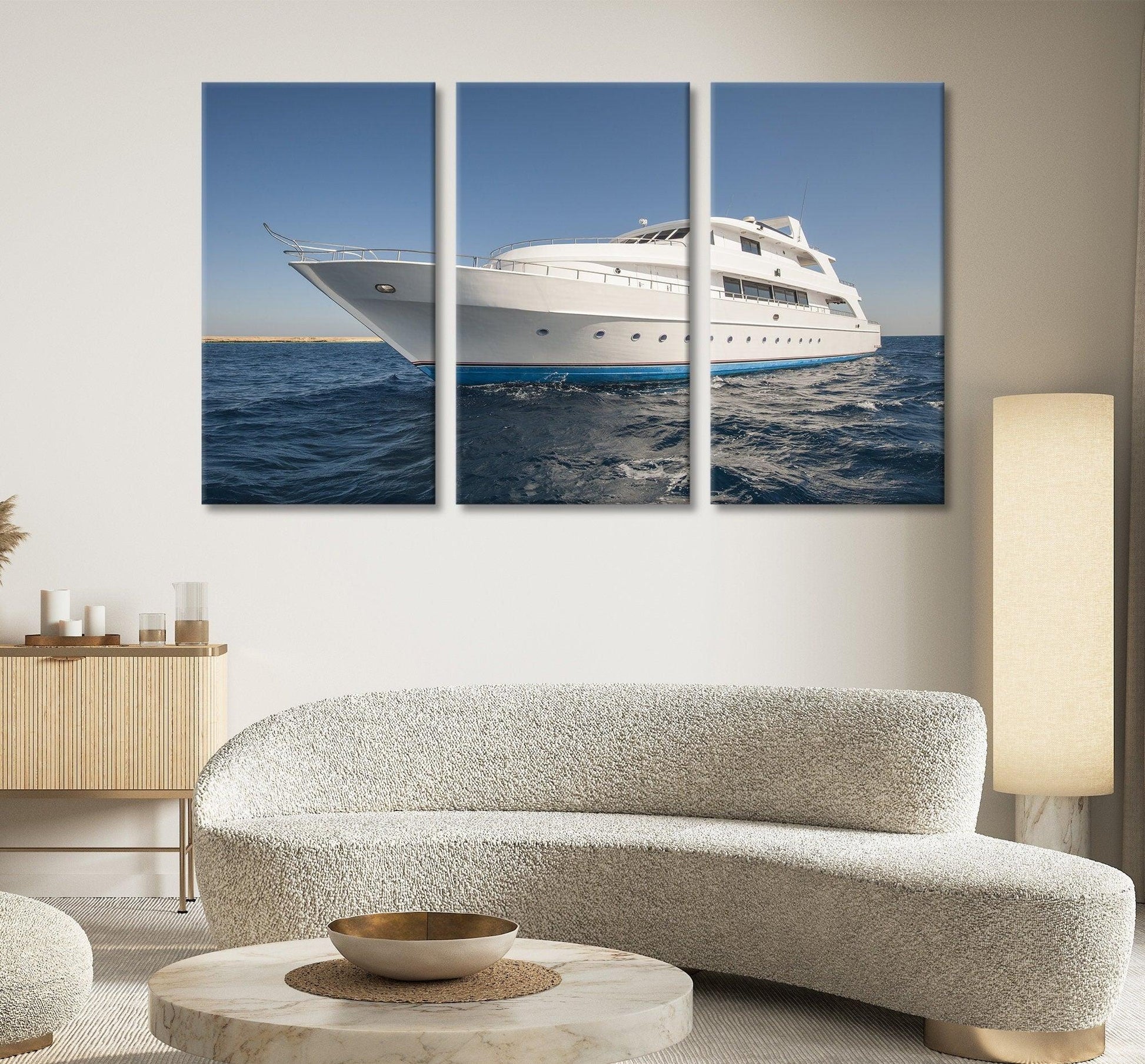 Ship in Sea canvas wall art| Cruise Liner Painting Art on Canvas, Travel Art for Wall, Ship Modern Artwork, boat wall art, decor - TrendiArt