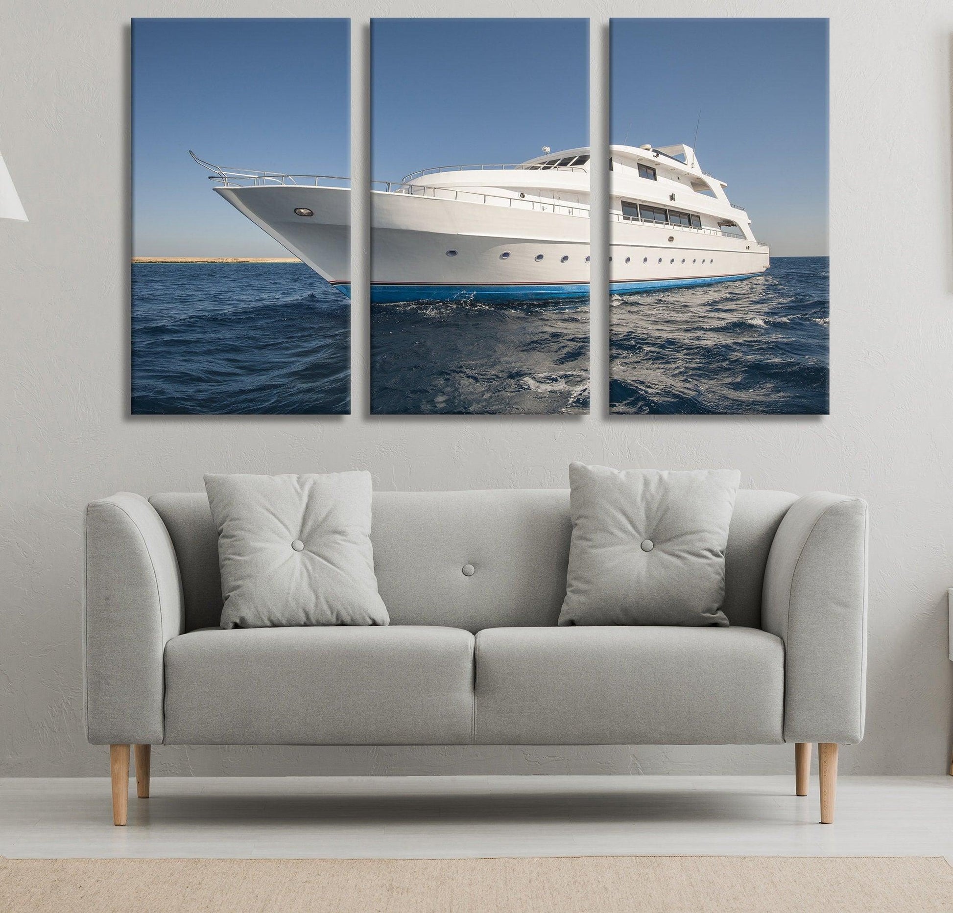 Ship in Sea canvas wall art| Cruise Liner Painting Art on Canvas, Travel Art for Wall, Ship Modern Artwork, boat wall art, decor - TrendiArt