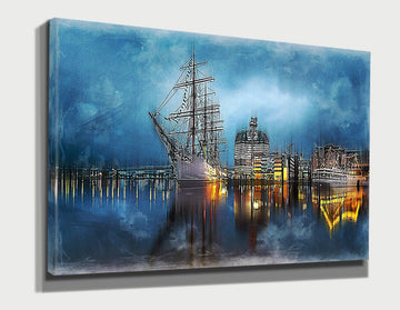 Ship in Sea painting canvas wall art| Cruise Liner Painting Art on Canvas, Travel Art for Wall, Ship Modern Artwork, boat wall art, decor