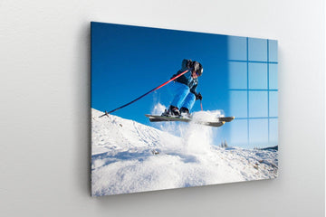 Ski glass Wall Art Gift| Ski Wall Art, Winter Sport glass wall Art, Winter Poster on Canvas Wall Art, Canvas Set of Ski Photo Print