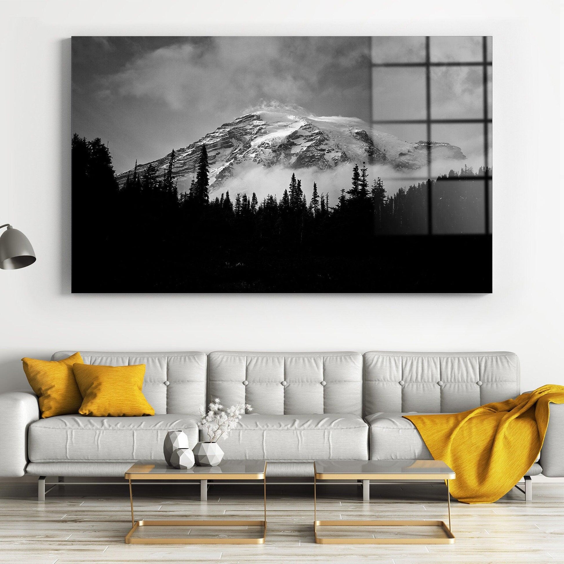 snow mountain wall art| contemporary wall art, mountain room decor, snow home decor, Poster Print Decor for Home & Office Decoration
