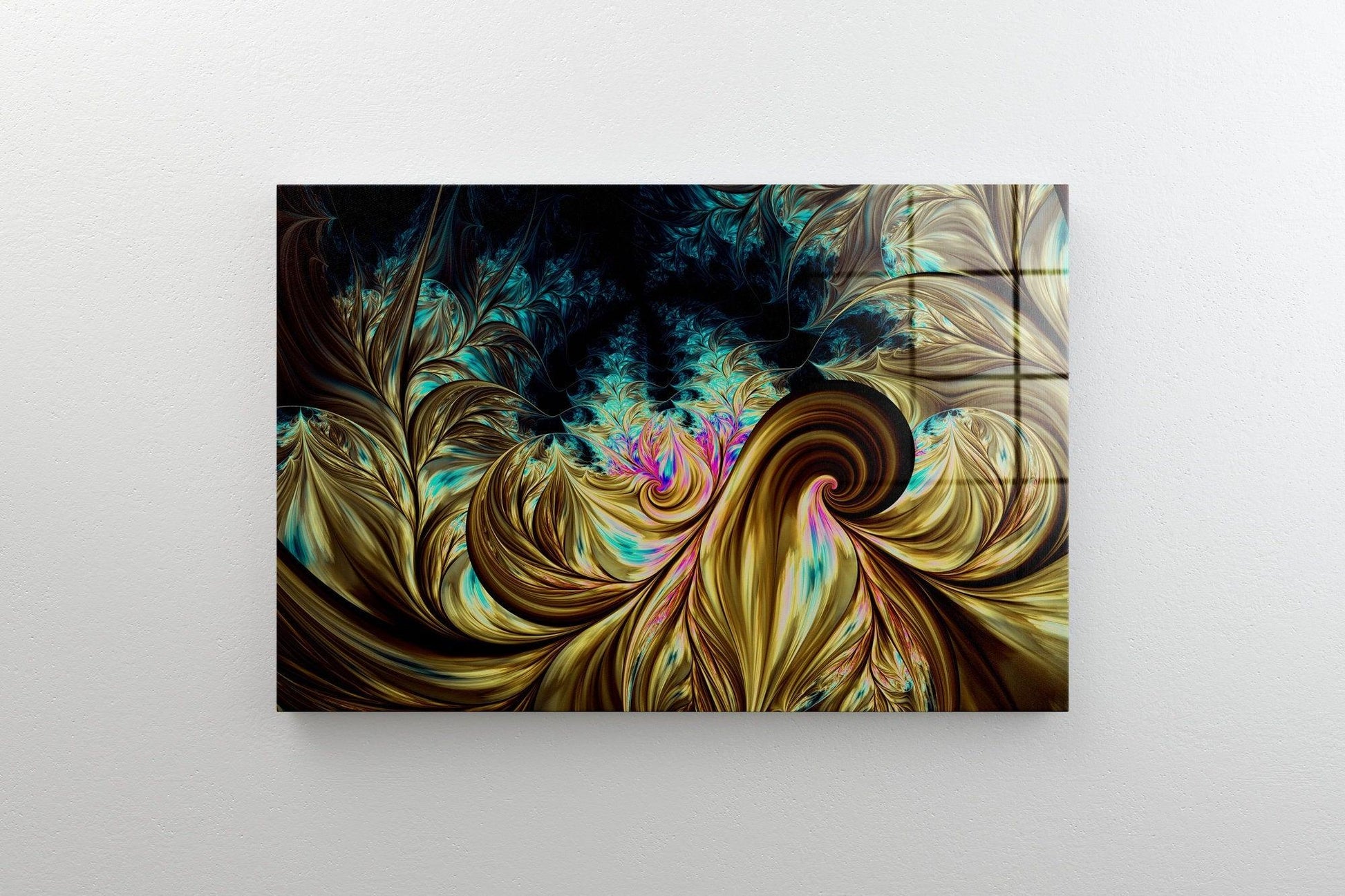 Stained Decor Wall Art| fractal glass wall art, Wall Decor Living Room Modern, Extra Large Wall Art, Decor for Bedroom, Tempered Glass Art
