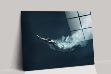 Swimmer glass Wall Decor | Professional swimmer wall art, Jump in Water Wall decor, Abstract Wall Art, Swimming Art, Underwater Set