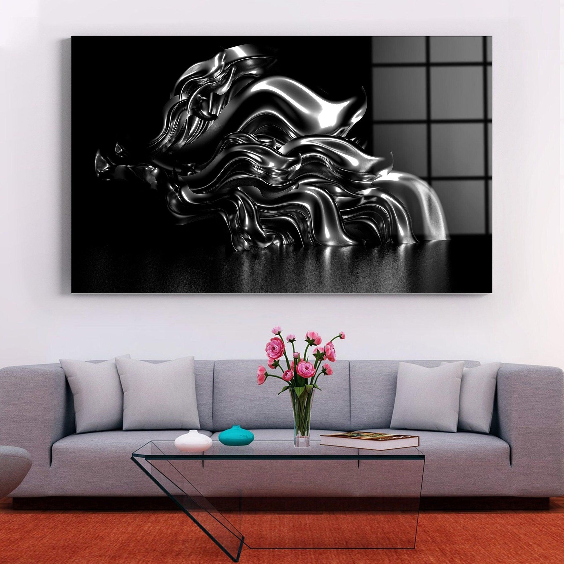 Tempered black Glass Printing Wall Art| Oversized Wall Decor-Abstract canvas Art-Colorful Wall Art-Colorful art-printing wall art-