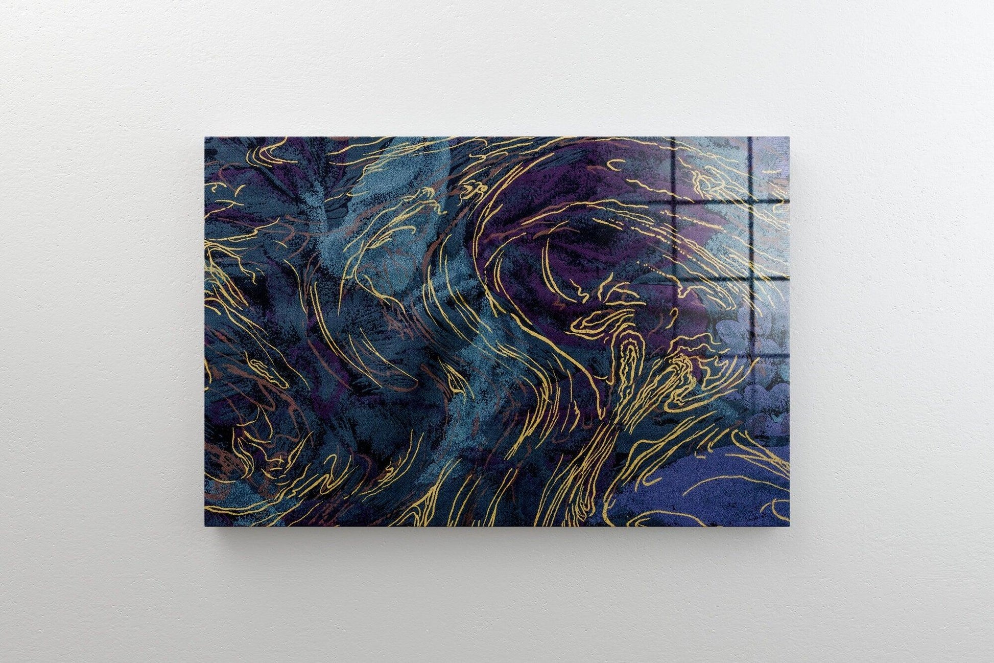 Tempered Fractal Glass Wall Art | Tempered Glass Panel, Glass Printing Wall Art, Colorized Tempered Glass Decor, Home Decor, blue wall art