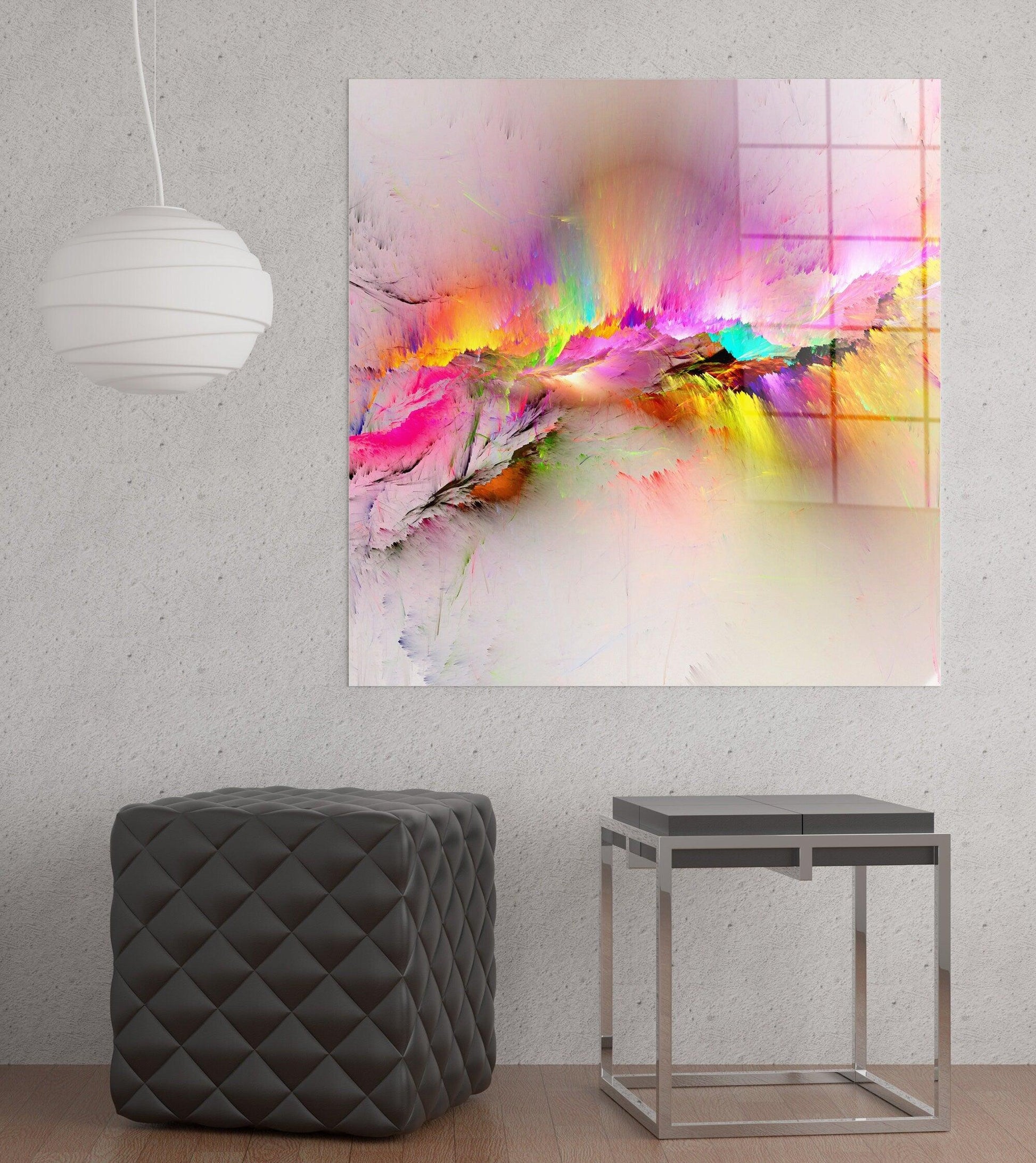 AB970 Modern pink yellow large Canvas Wall Art Abstract Picture