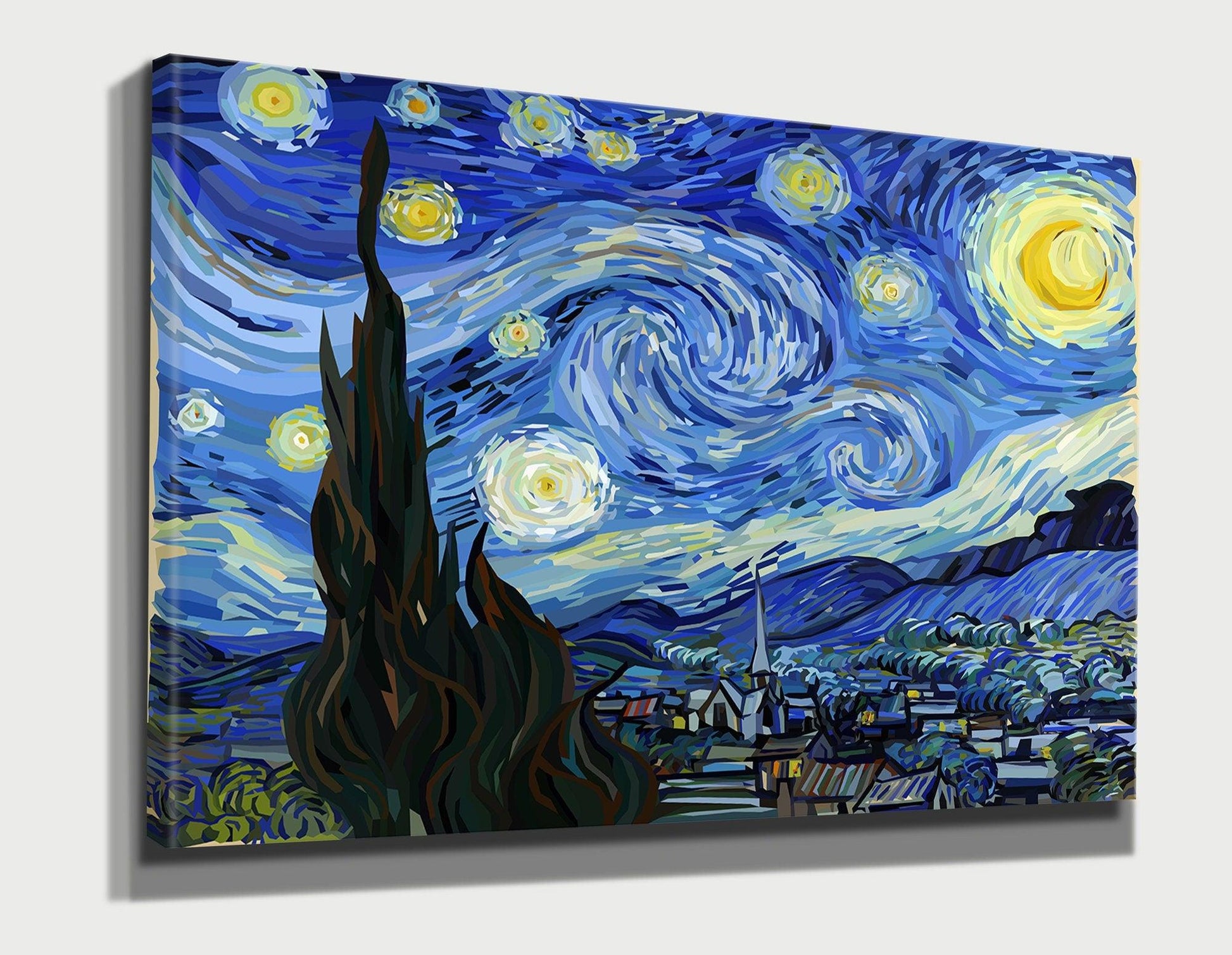 The Starry Night Canvas (1889) | Vincent Van Gogh Poster, 3 piece wall art canvas, large wall art, Home Living Decor, printable wall art