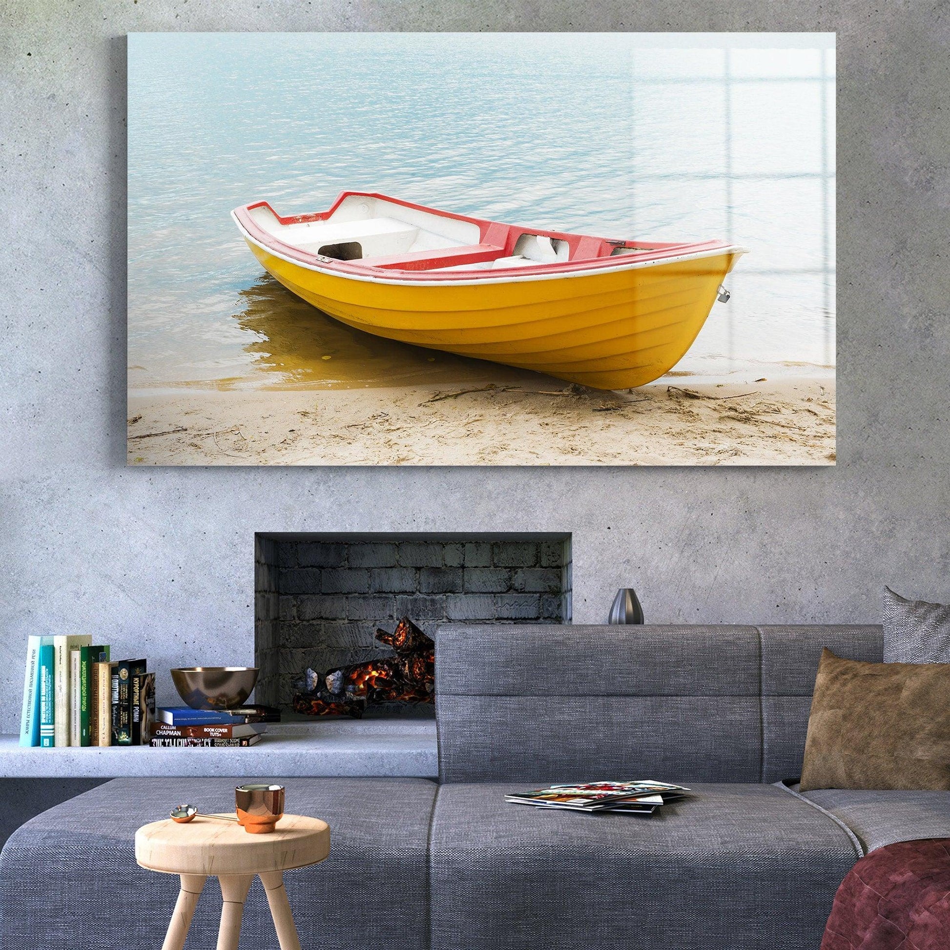 Tranquil Wooden Boat canvas wall art| Fine Art Canvas Photo Print, Rowboat Photograph, Nautical Wall Decor, wall art printable, big wall art