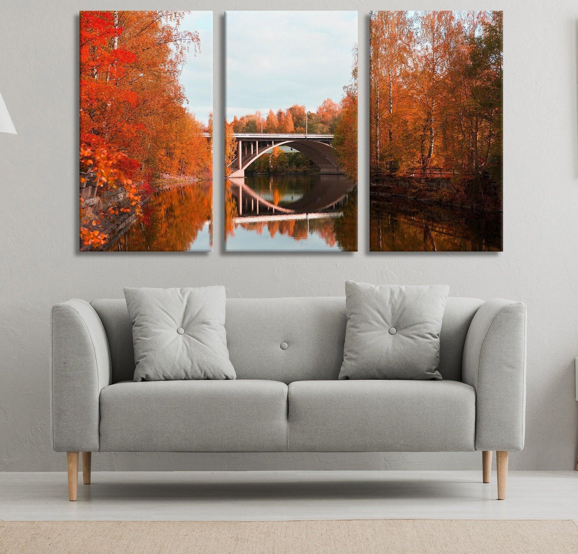 Tree Wall Art Canvas | Gallery Wrapped, 3 piece canvas wall art, canvas wall art, extra large canvas wall art, Autumn Forest Trees - TrendiArt