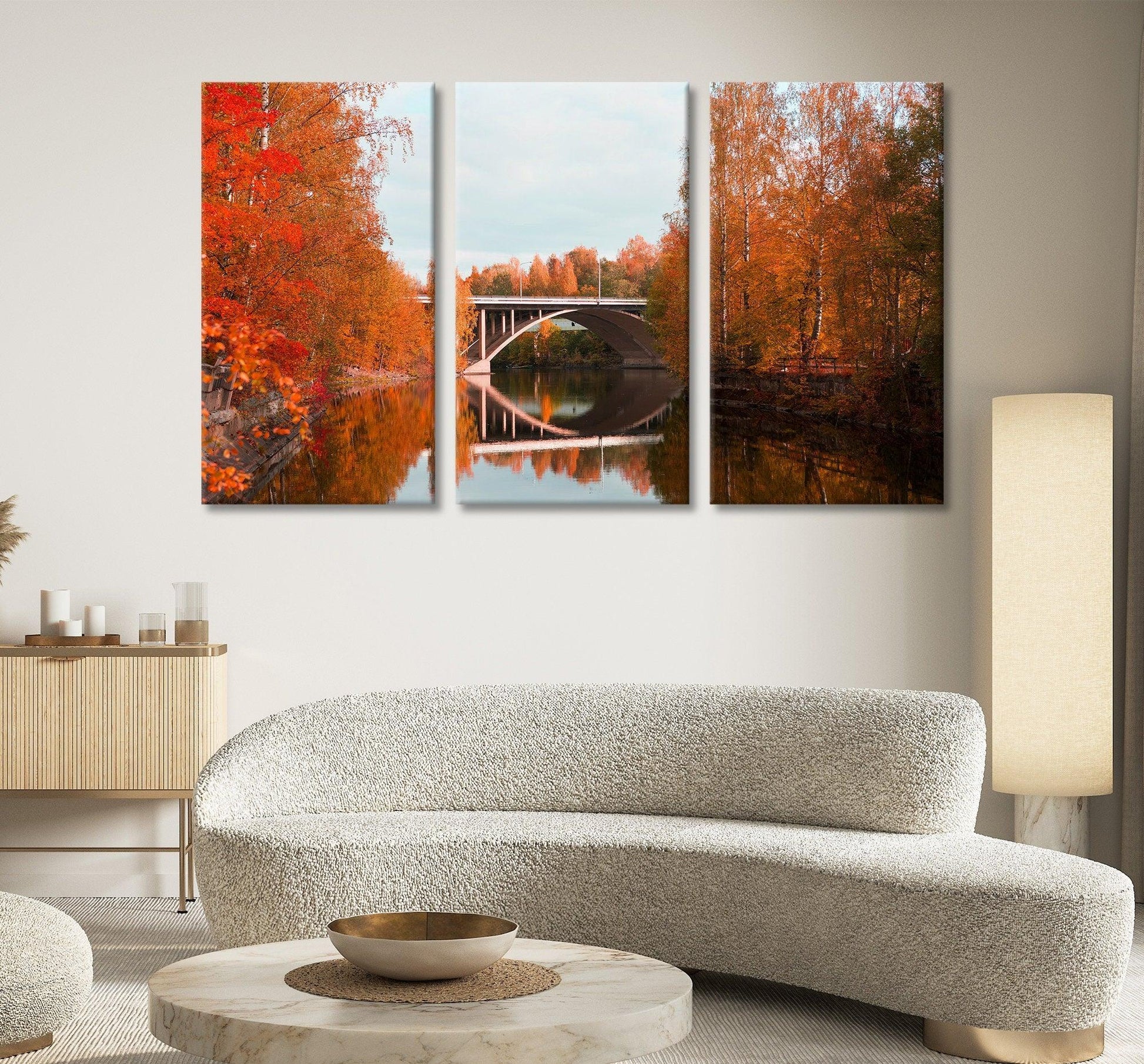 Tree Wall Art Canvas | Gallery Wrapped, 3 piece canvas wall art, canvas wall art, extra large canvas wall art, Autumn Forest Trees - TrendiArt