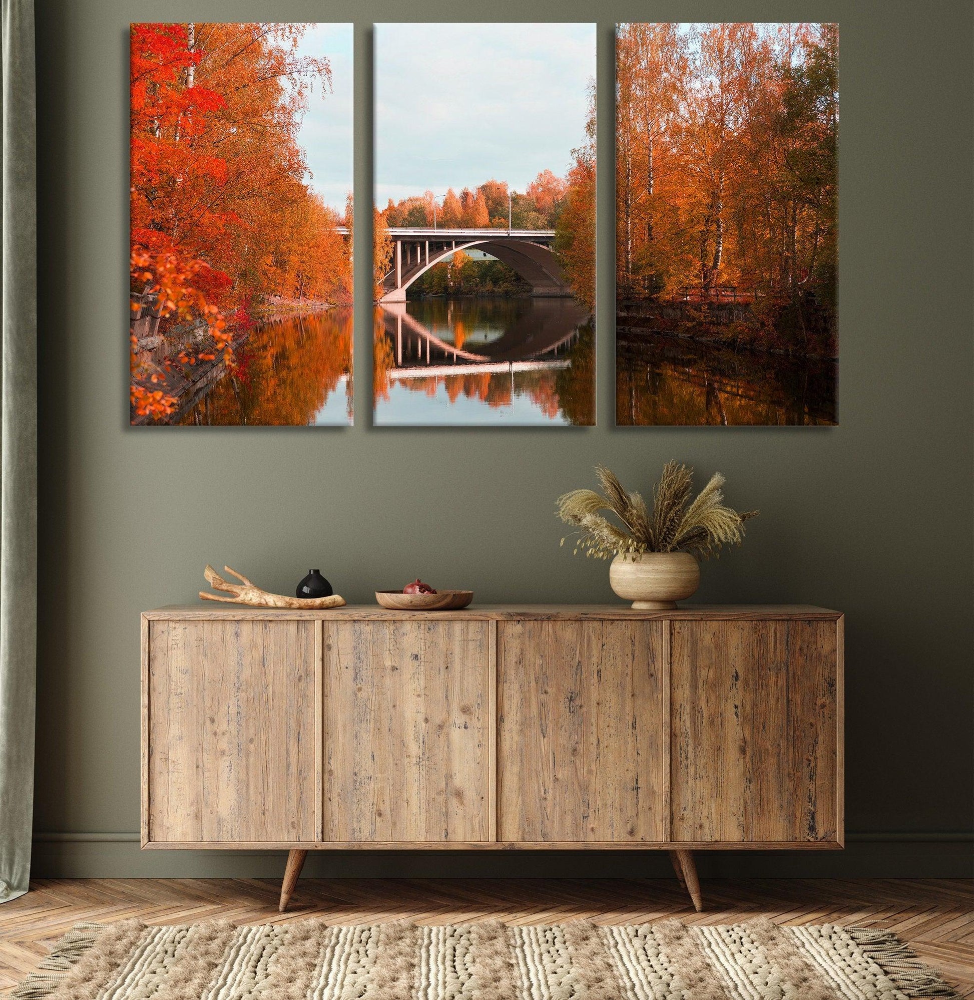 Tree Wall Art Canvas | Gallery Wrapped, 3 piece canvas wall art, canvas wall art, extra large canvas wall art, Autumn Forest Trees - TrendiArt