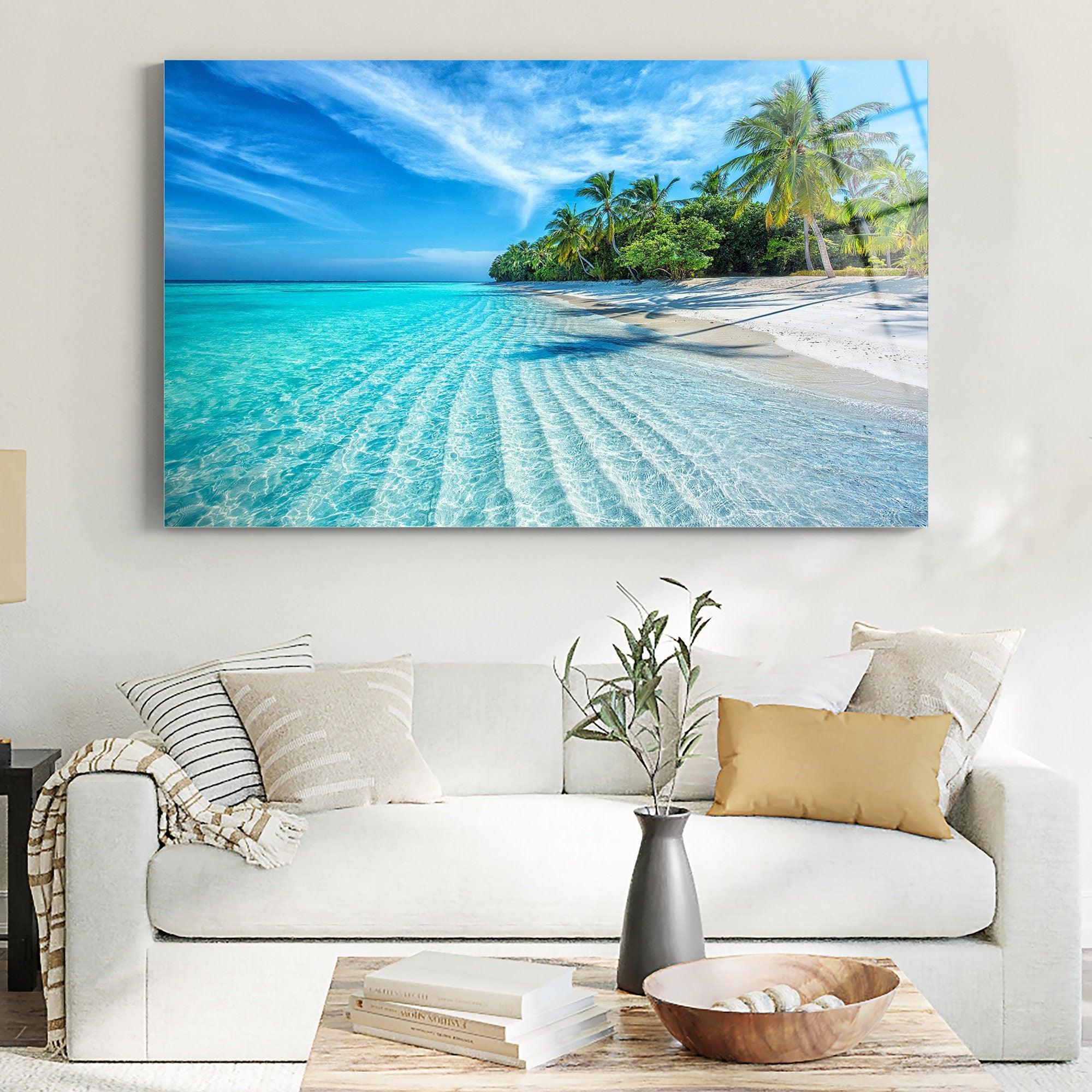 Tropical Ocean Beach Landscape Tempered Glass Wall Art Ocean wall de