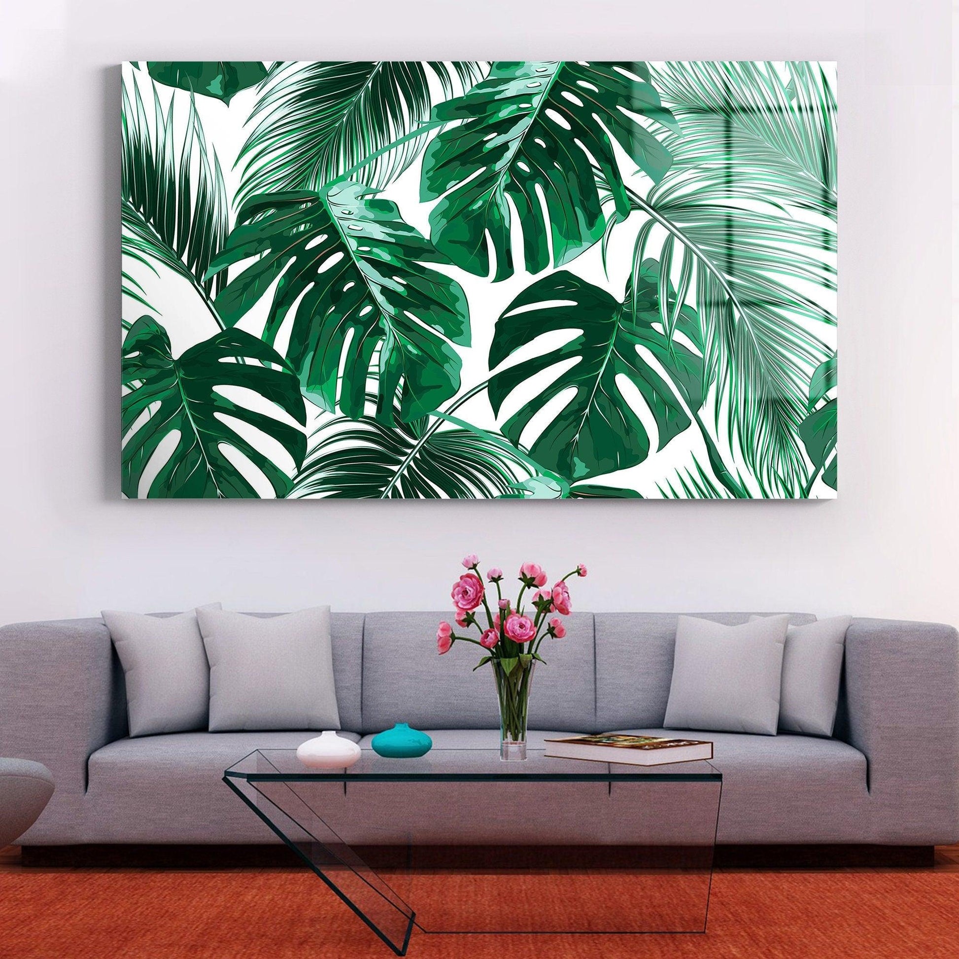 Tropical Palm Leaves Wall Art|Palm Leaf Wall Art Canvas Print, Abstract Palm, Modern Art, Jungle Leaves Art, Floral Artwork, Plant room art