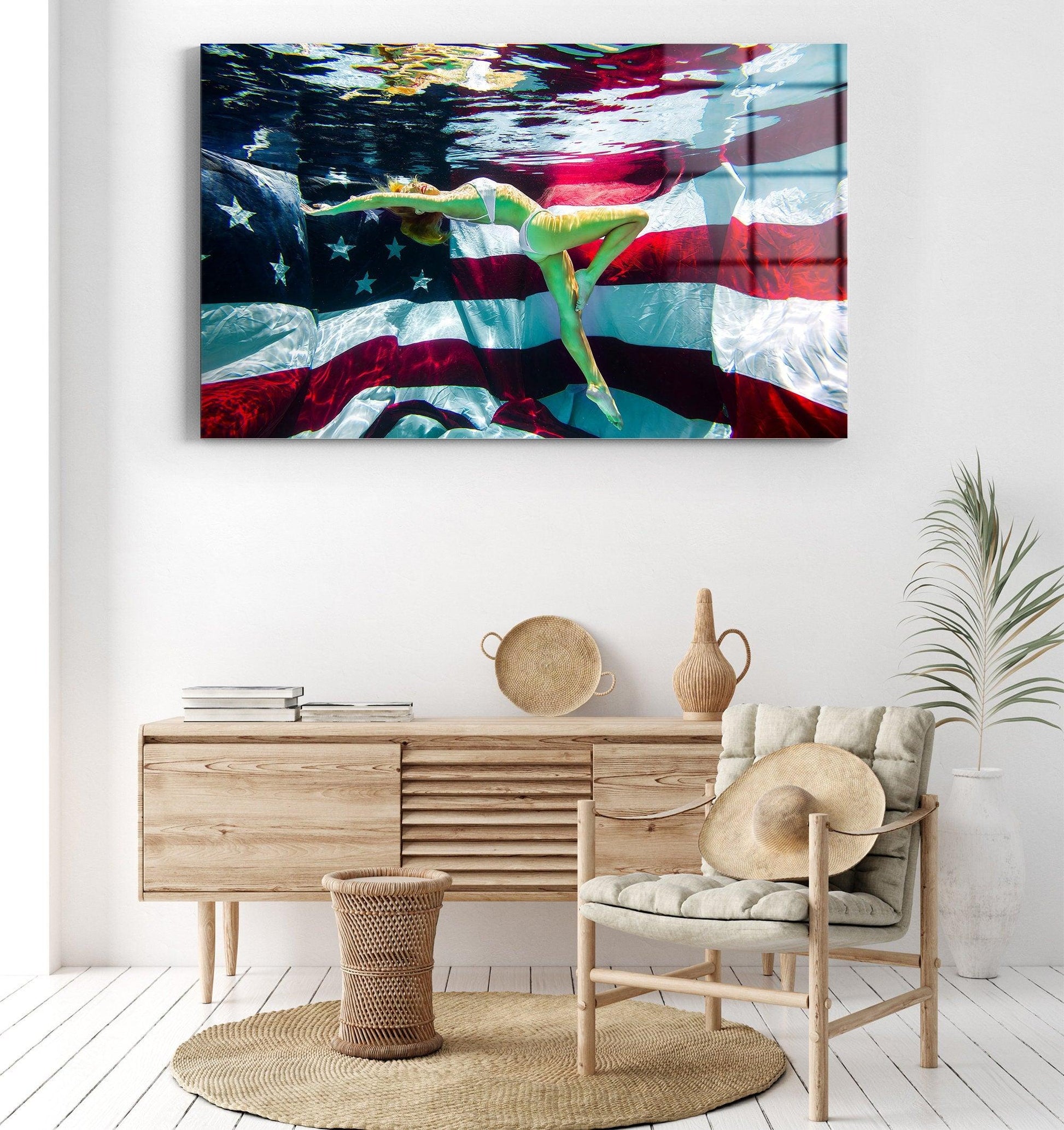 Usa Flag Canvas wall art | American Flag Canvas Custom, woman and USA glass wall decor, flag wall art, USA  Flag canvas wall art, woman art - TrendiArt