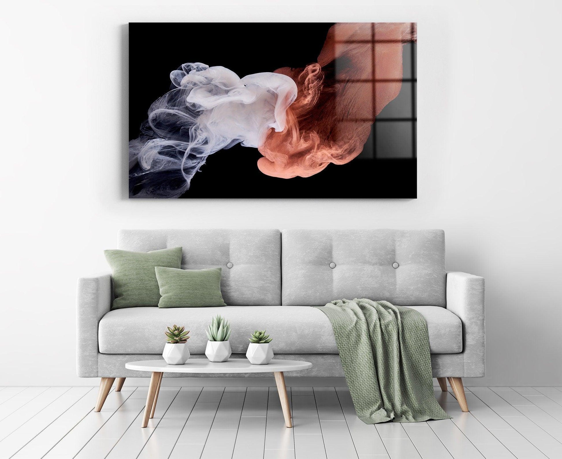 white red Smoke Glass Printing Wall Art | abstract Glass Wall Art, Home Decoration, House Warming Gift, Interior Design Ideas, Wall Hangings - TrendiArt