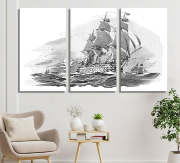 White Ship canvas wall art| Cruise Liner Painting Art on Canvas, Travel Art for Wall, Ship Modern Artwork, sea wall art, boats vintage art