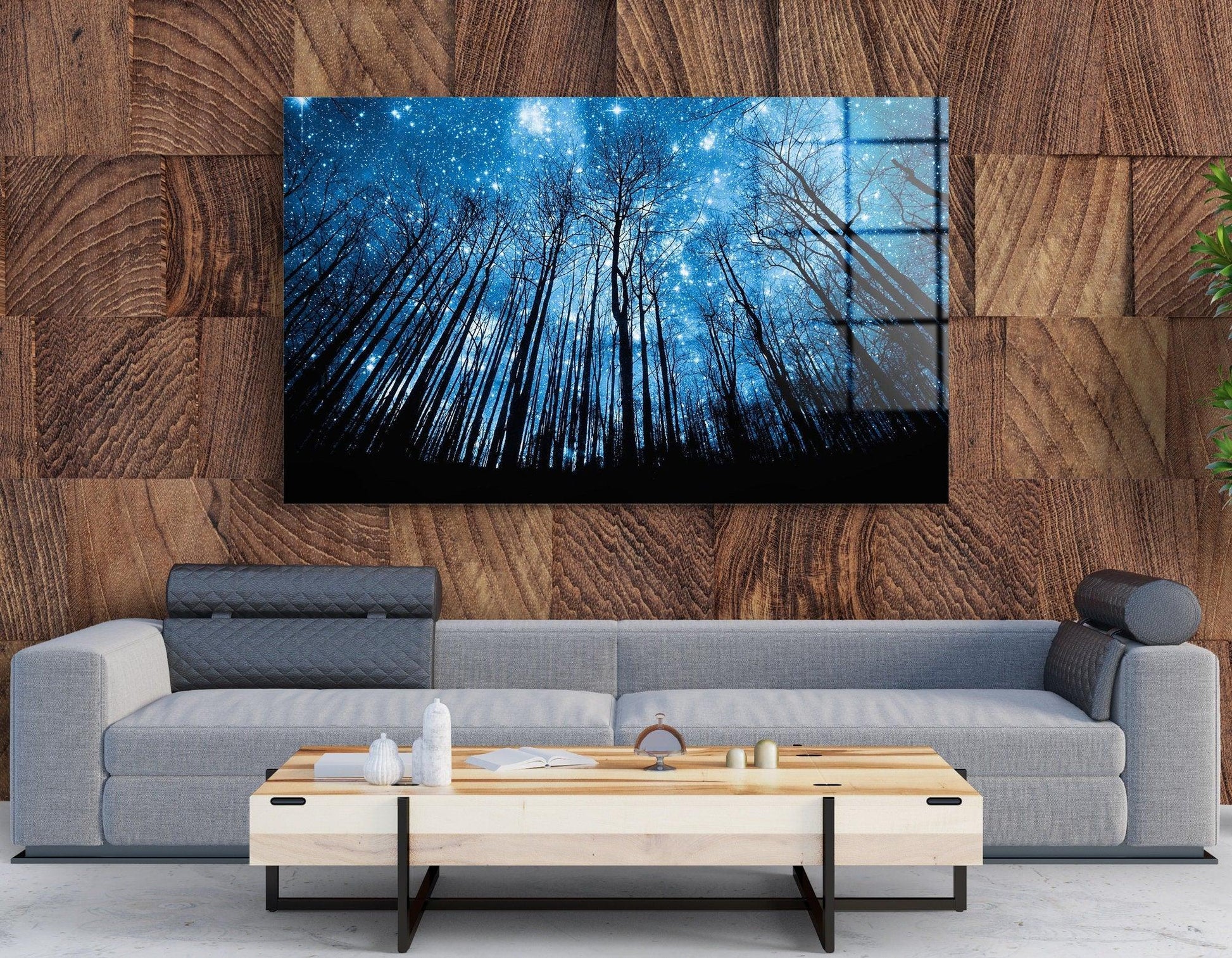 Winter sky glass wall art| sky canvas painting, POSTER & CANVAS READY to Hang, painting on canvas, Starry night glass art, glass painting