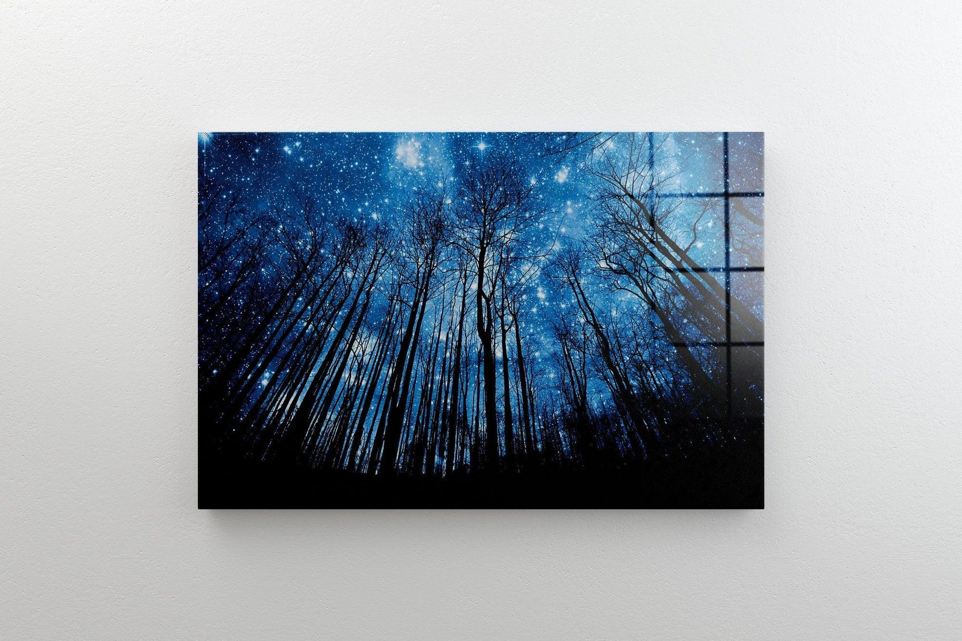 Winter sky glass wall art| sky canvas painting, POSTER & CANVAS READY to Hang, painting on canvas, Starry night glass art, glass painting