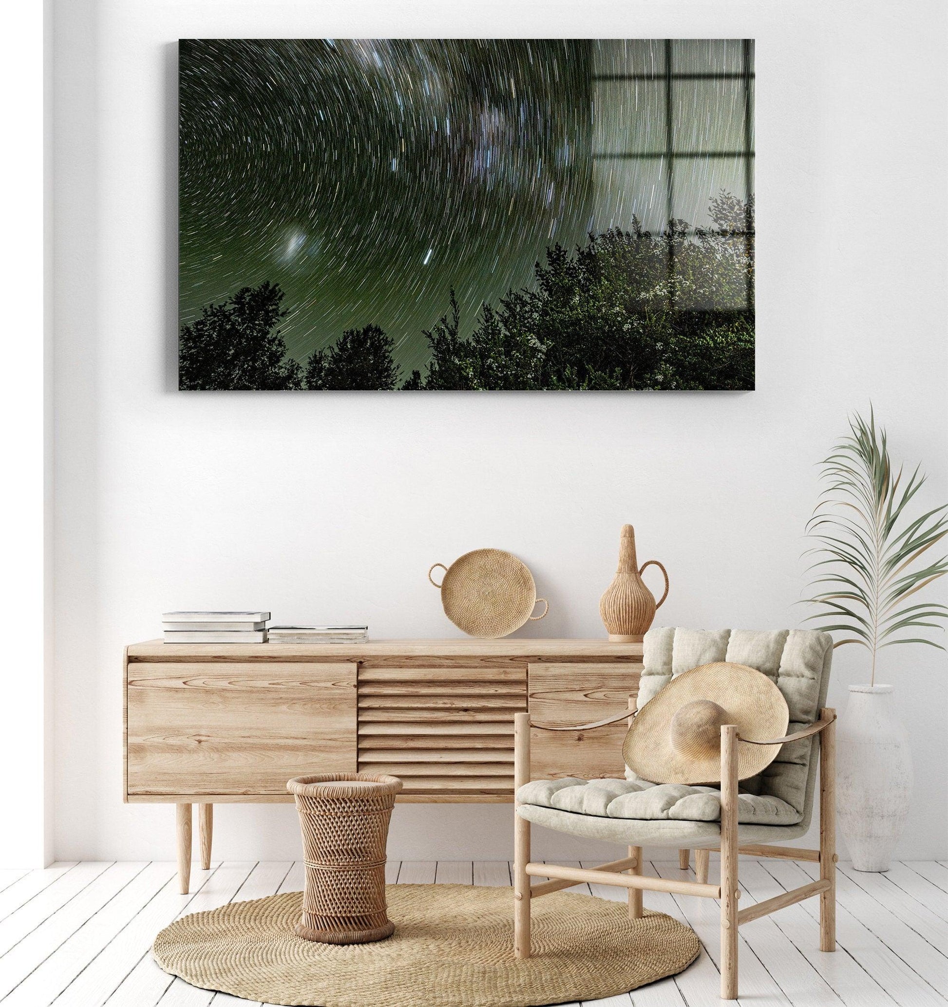 Winter sky glass wall art| sky canvas painting, POSTER & CANVAS READY to Hang, painting on canvas, Starry night glass art, glass painting - TrendiArt