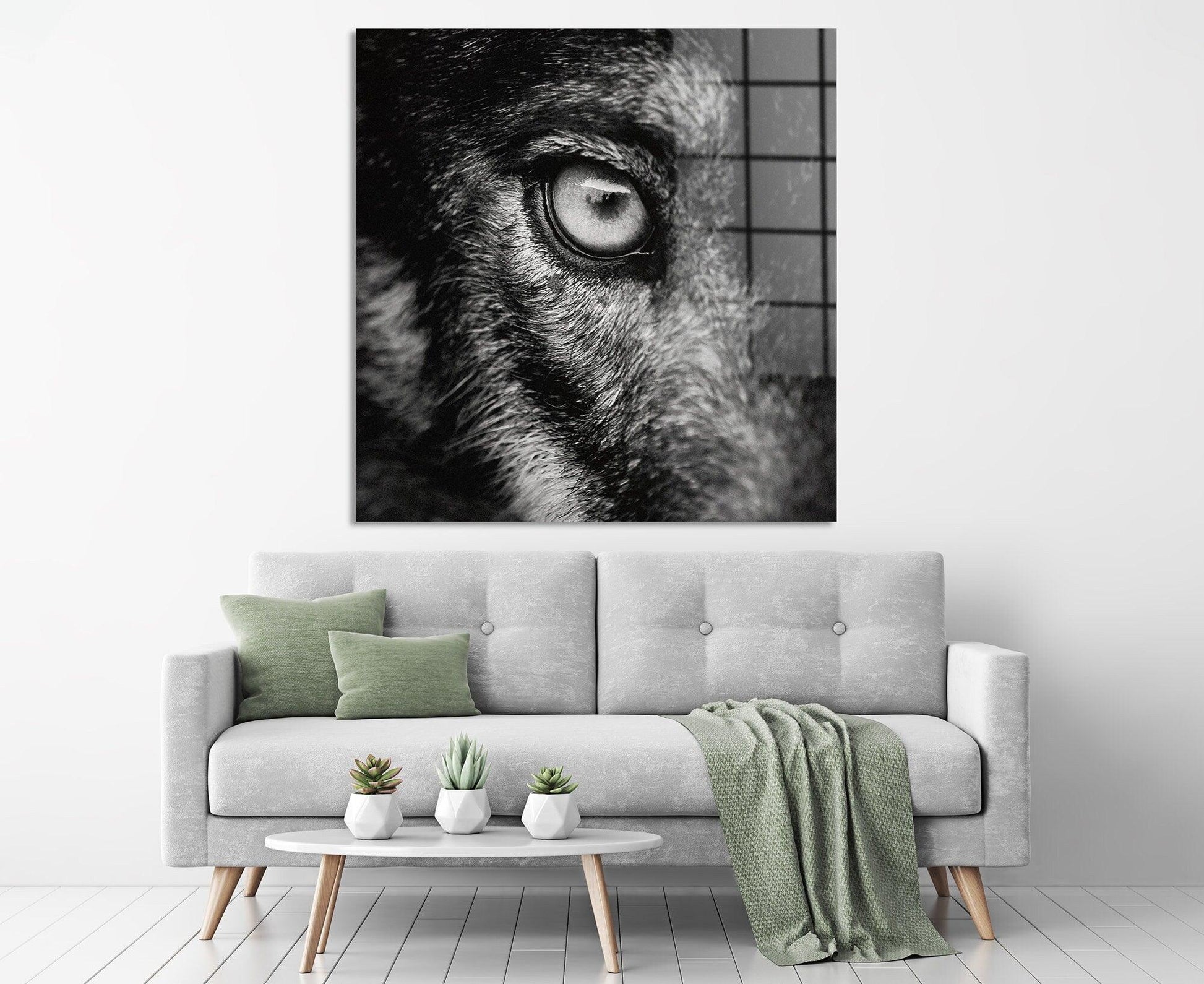 Wolf's Eye Print on Canvas | Floating Frame Option, Modern Wall Art, Canvas Wall Art , Extra Large Wall Art, Wolf Eye glass wall art - TrendiArt