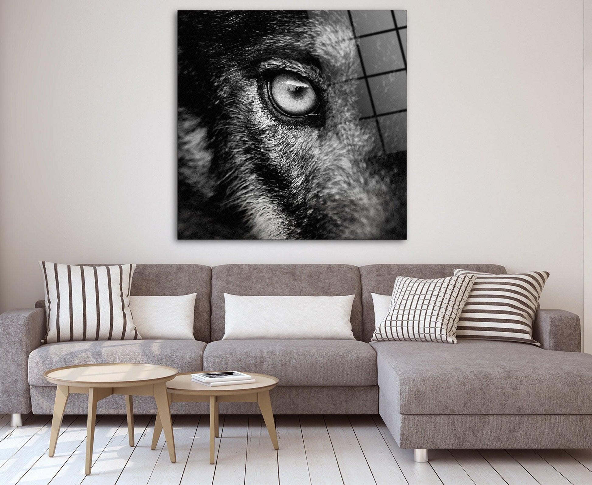 Wolf's Eye Print on Canvas | Floating Frame Option, Modern Wall Art, Canvas Wall Art , Extra Large Wall Art, Wolf Eye glass wall art - TrendiArt