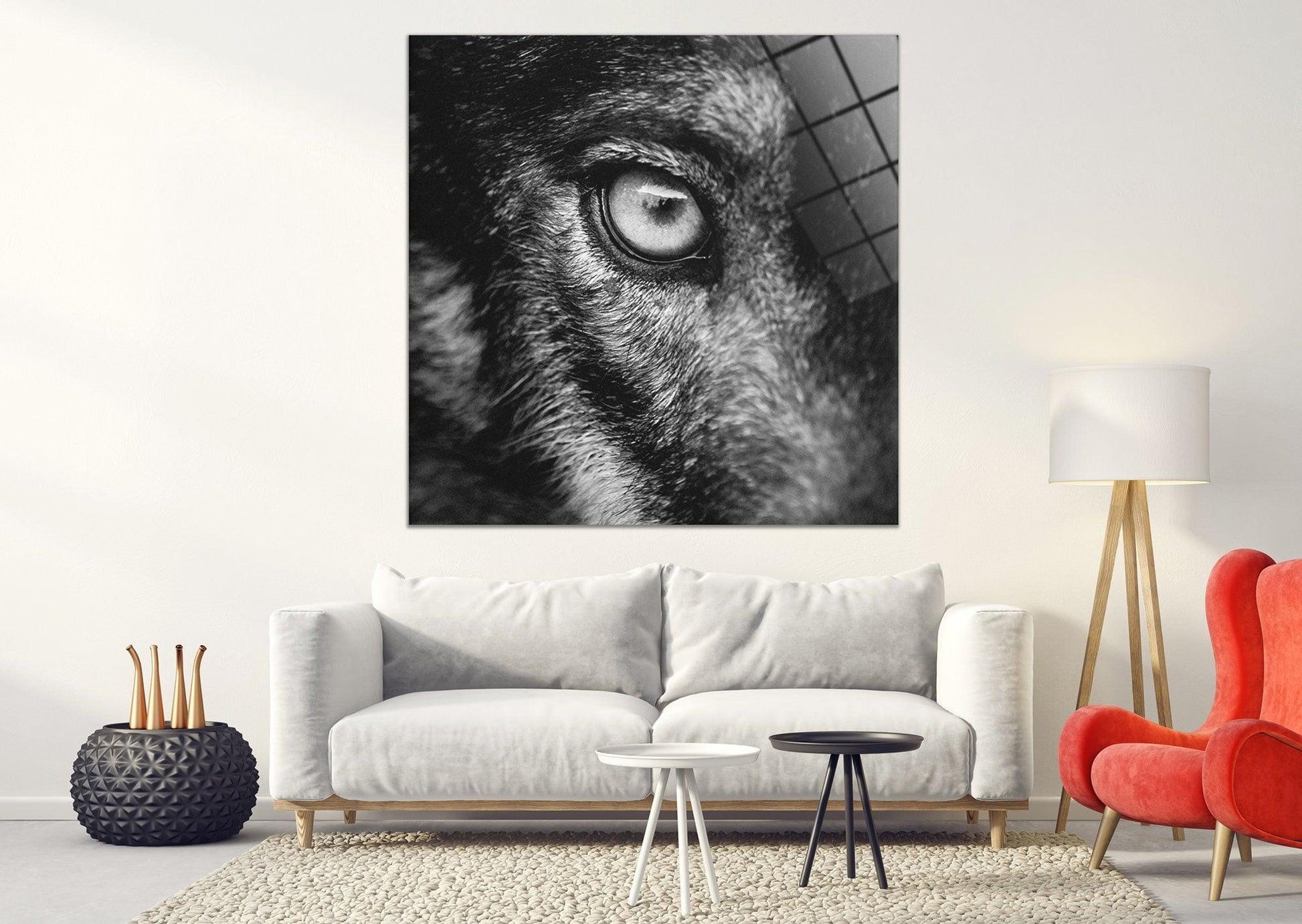 Wolf's Eye Print on Canvas | Floating Frame Option, Modern Wall Art, Canvas Wall Art , Extra Large Wall Art, Wolf Eye glass wall art - TrendiArt