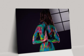 woman back canvas Wall Art | woman body artwork, woman glass wall art, woman canvas print, colorful abstract woman canvas decor